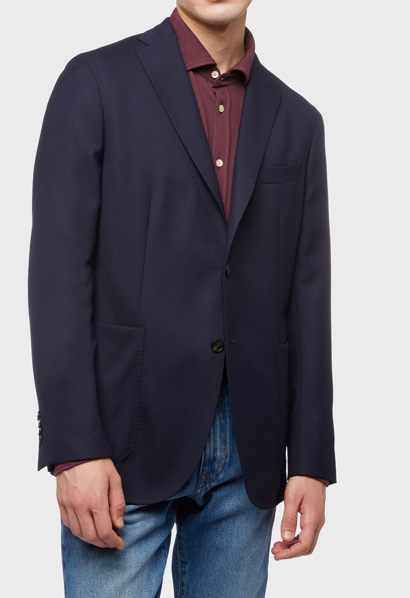 Boglioli Dark blue 100% wool K-Jacket Dark blue color N1302EBAS53400150R0780