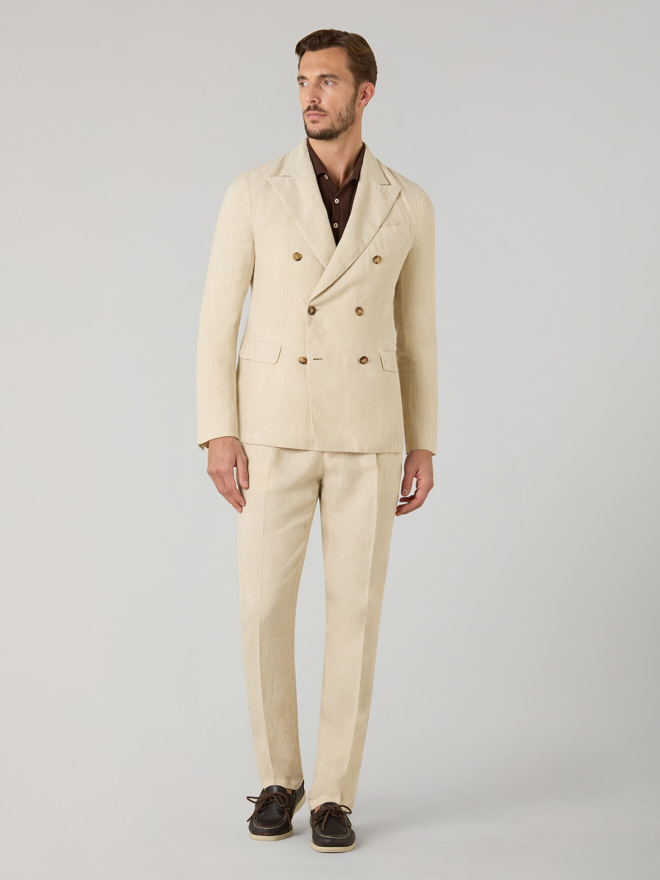 Boglioli Garment Dyed Linen double-breasted Dover Suit Beige X42H2QSA0426001236R0215