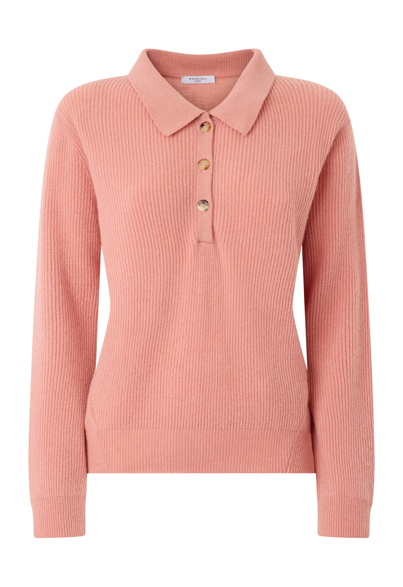 Boglioli Ribbed Cashmere Polo Pink 92100FB4946002150930