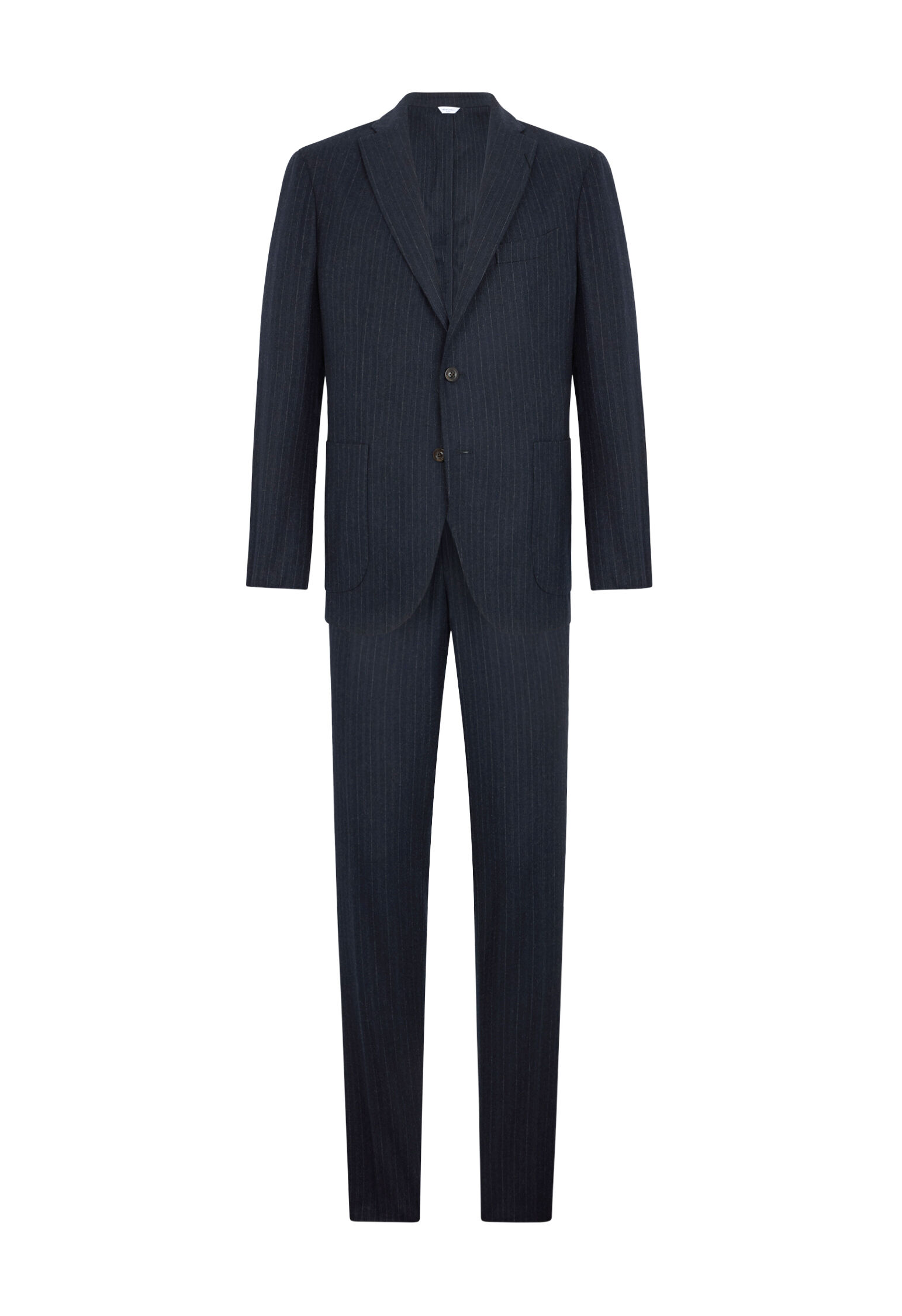 Pinstripe Flannel K-Suit in Dark Blue: Luxury Italian Suits for