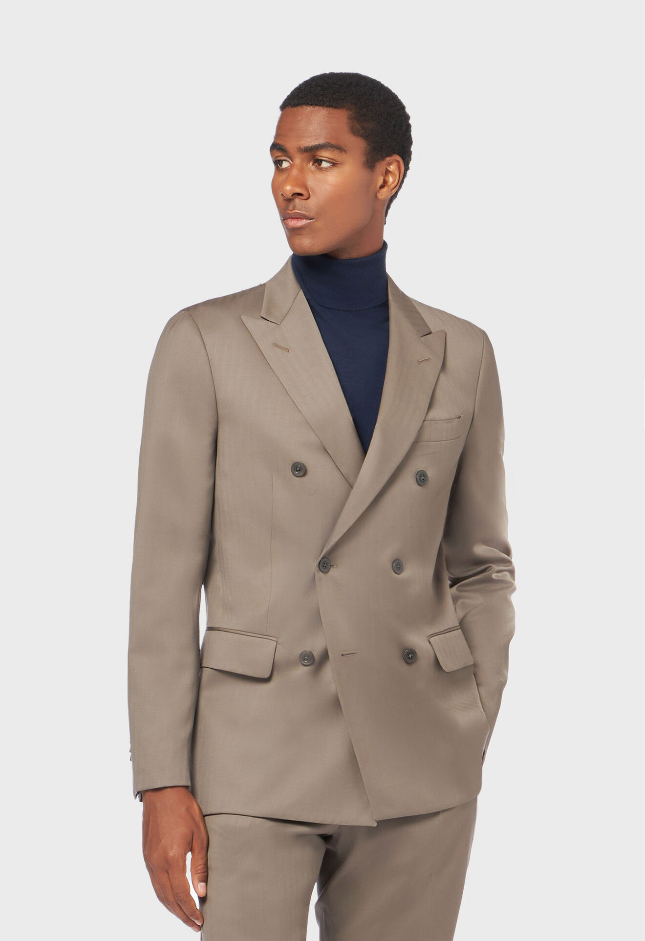Pure virgin wool B-Line suit in Brown: Luxury Italian Suits
