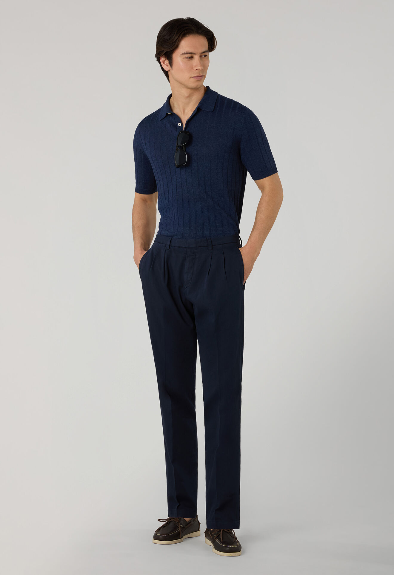 Boglioli Garment Dyed stretch Cotton Napoli Trousers Blue 89952QSB6754001080784