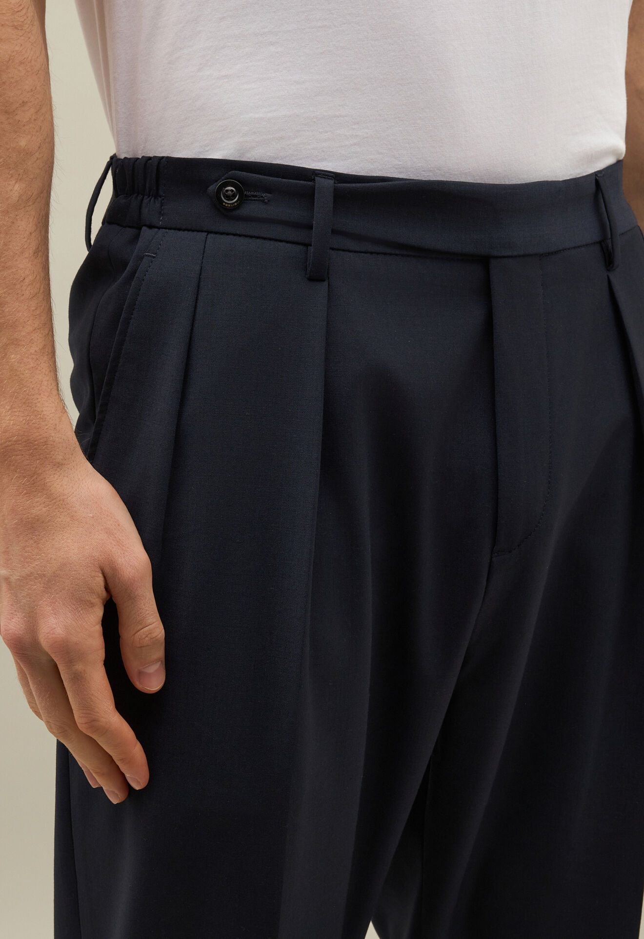 Boglioli Stretch Wool Canva comfort Trousers Blue 89898SB5109001080780