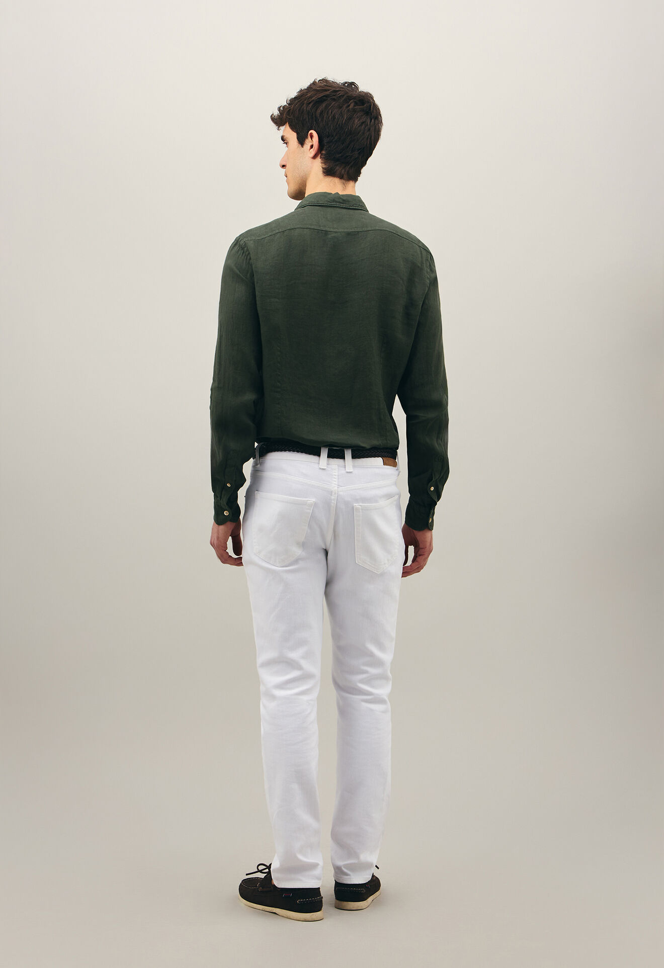 Boglioli Linen Western Shirt Green 589TSB3853001080565