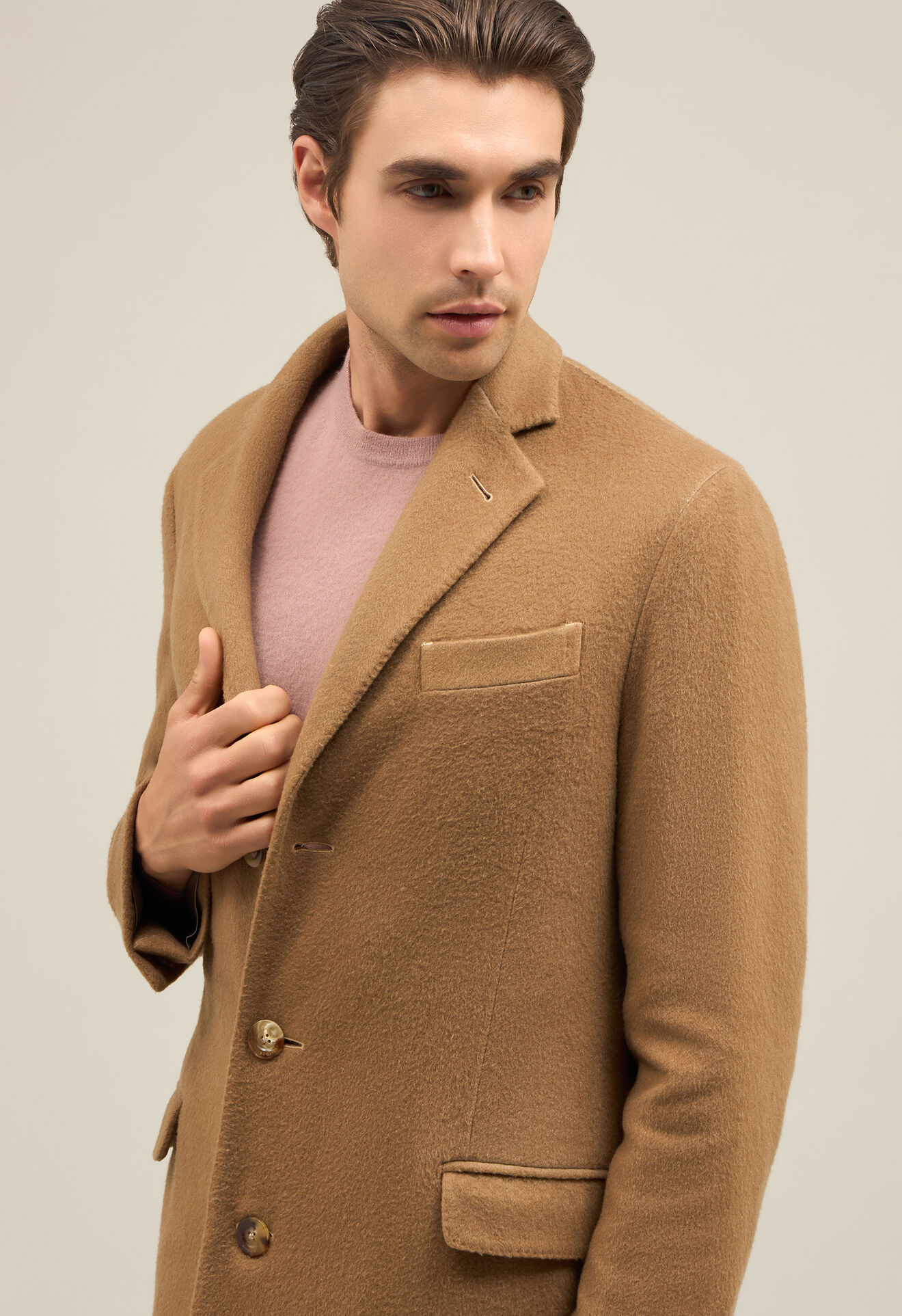 Boglioli Garment Dyed Cashmere K-Coat Dark beige C3401JFA0403001790244