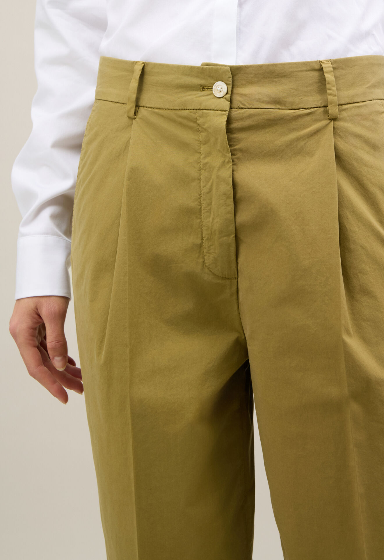 Boglioli Light Popeline Cropped Trousers Green 88056QSB3439002150544