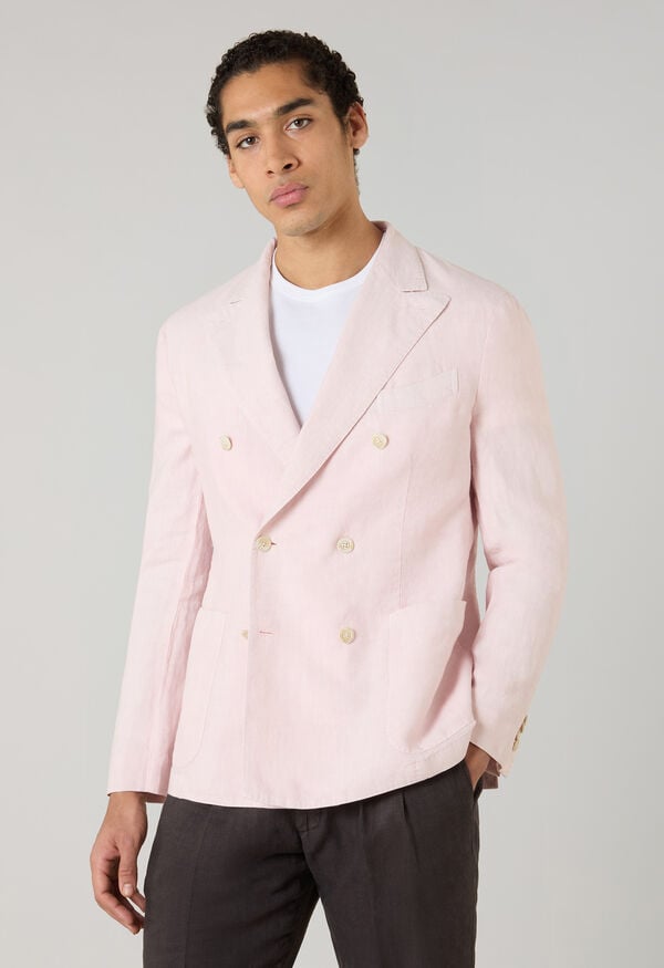 Boglioli Garment Dyed Linen double-breasted Dover Jacket Pink Pastel X4302QSA042600123R0913