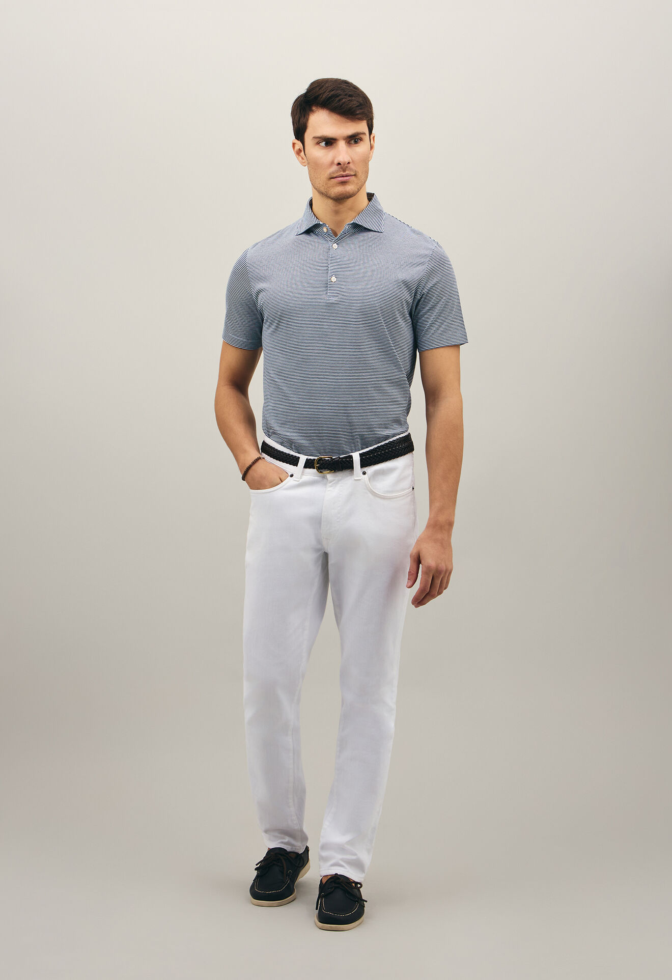 Boglioli Cotton striped short sleeve Polo Blue 91550SB4713001080791