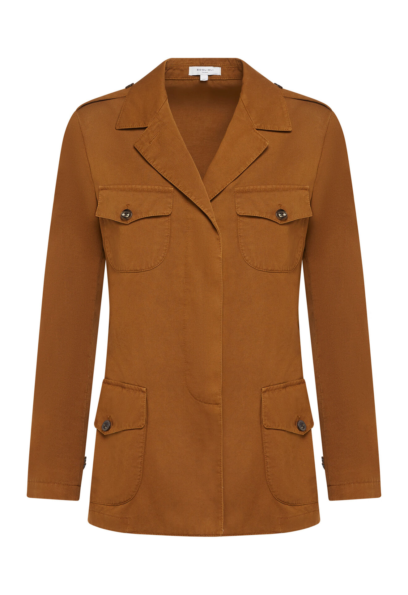 Boglioli Field Jacket Femme en gabardine de coton et lin marron Marron ZD317QBVC421002140441