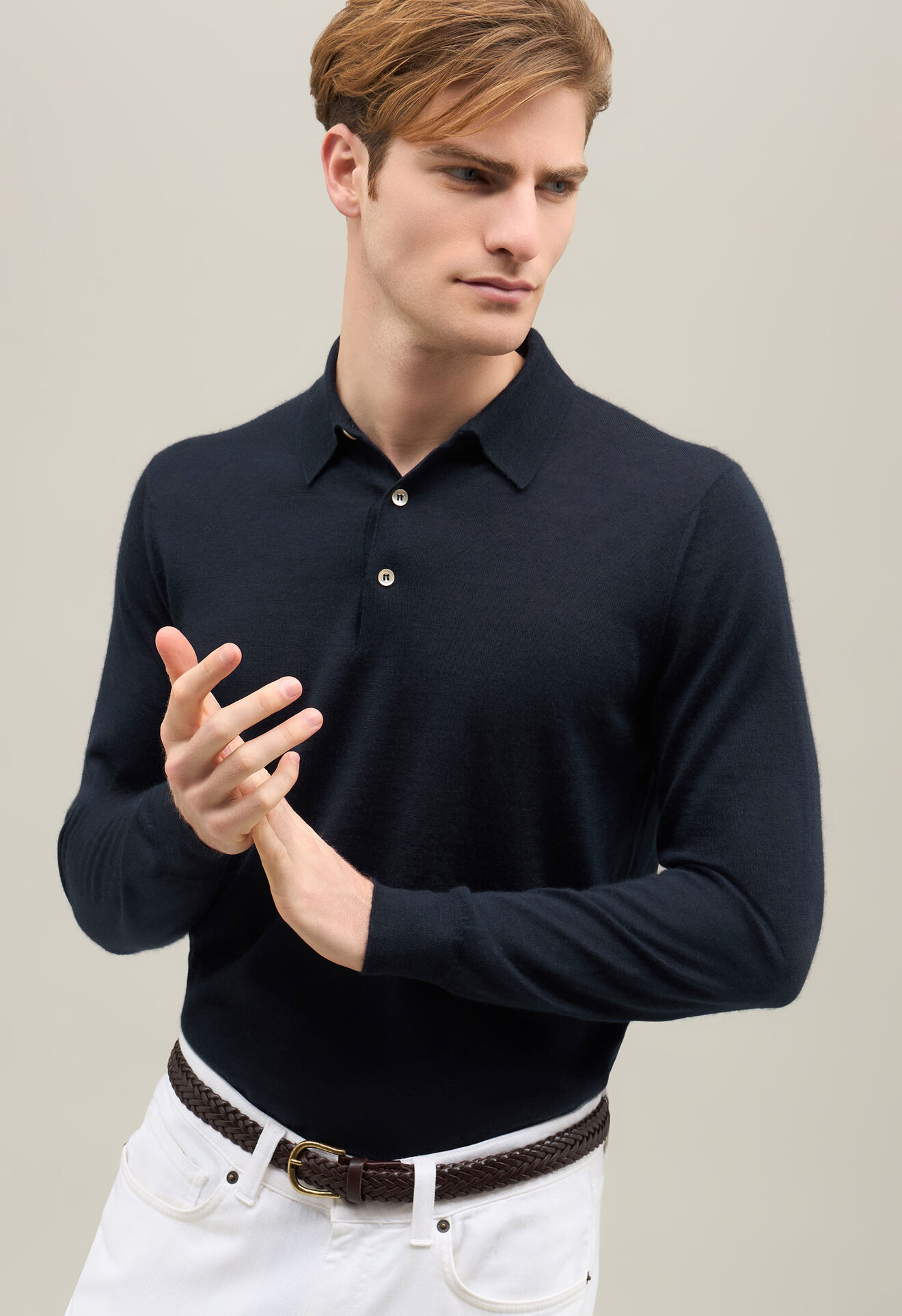 Boglioli Cashmere Silk extra-fine Long sleeve Polo DarkBlue 91390SB4813001080790