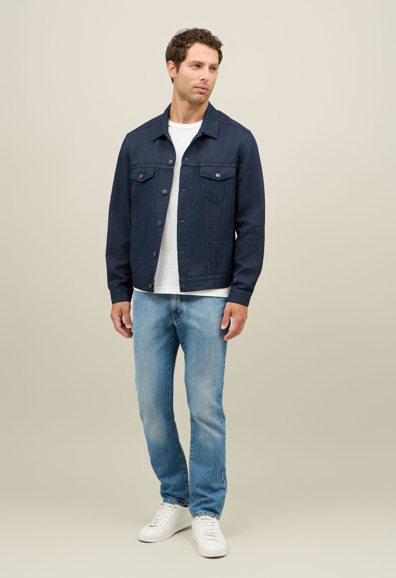 Boglioli Jacke Biker aus stückgefärbter Baumwolle White OG232QSA0854001320784