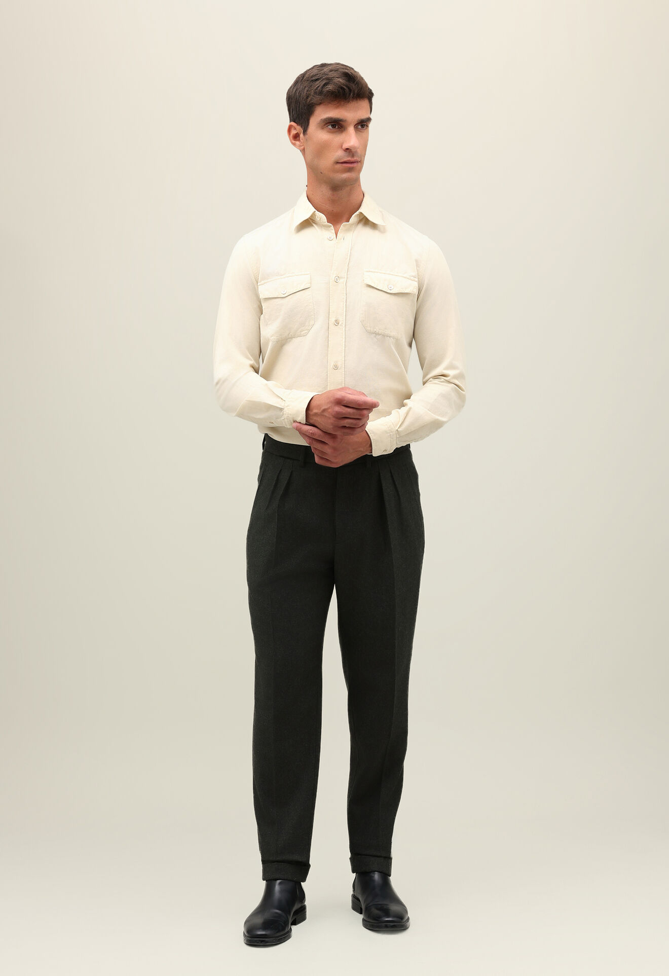 Boglioli Baby Corduroy Western Shirt White 589TFA0887001080107