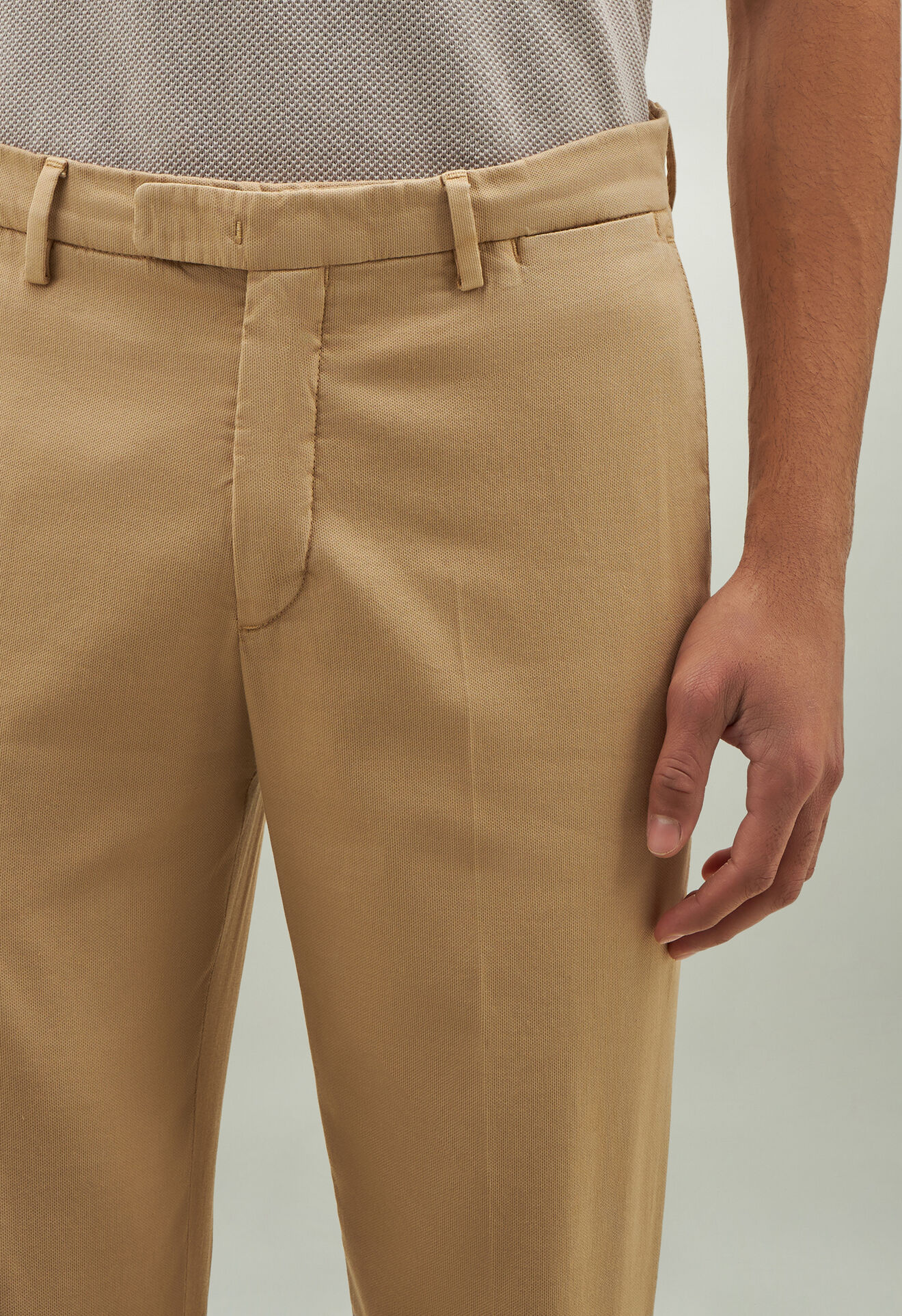 Boglioli Comfort Cotton Piqué Slim Chinos Beige 80882QSA0420001086R0235
