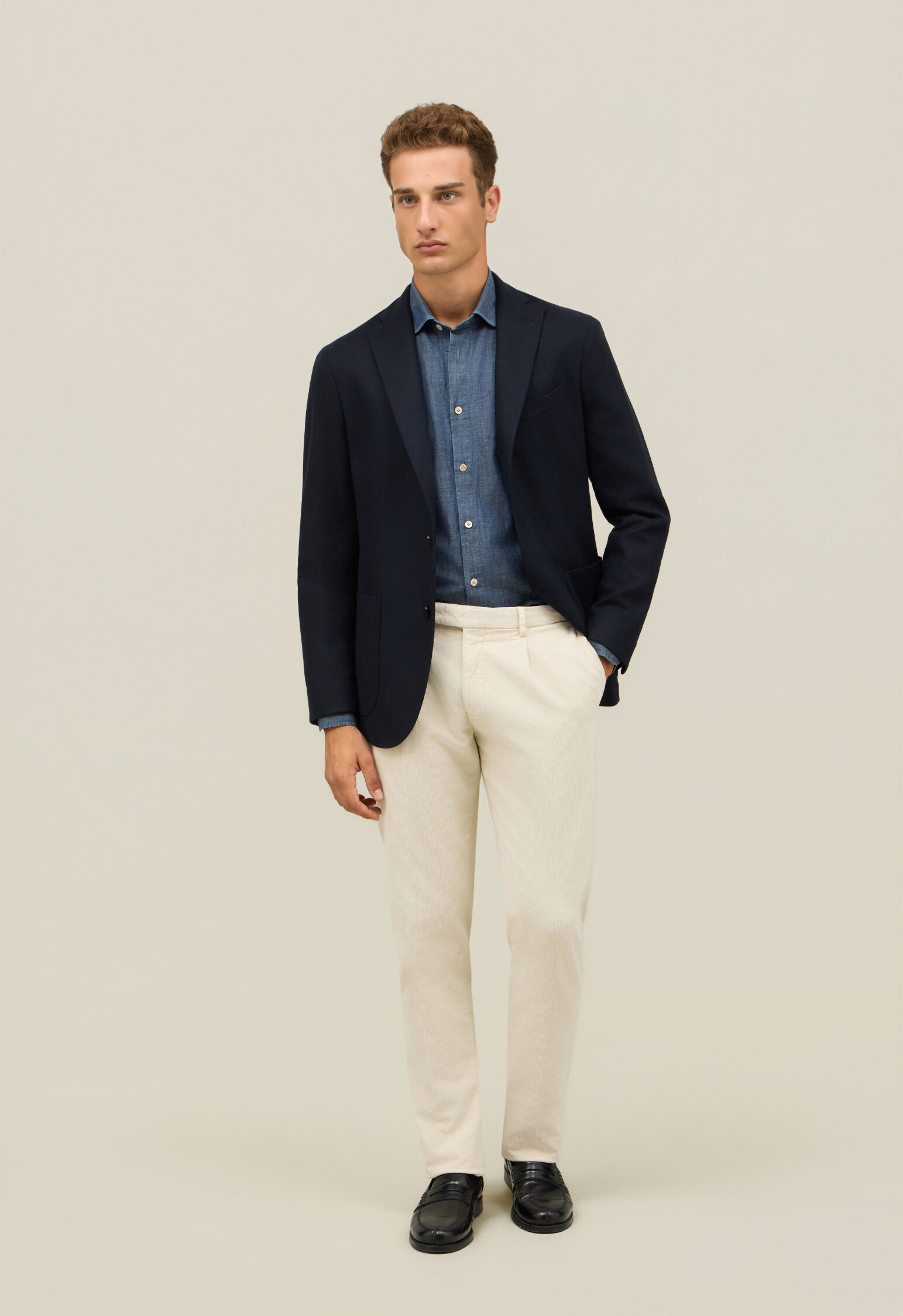 Flannel K-Jacket in Blue: Luxury Italian Jackets for Men | Boglioli®