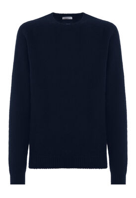 Wool and cashmere crewneck sweater in Dark blue: Luxury Italian ...