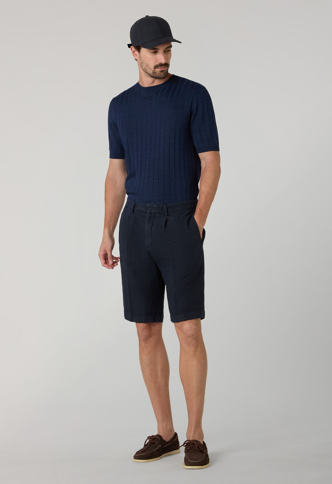 Boglioli Linen Cotton Flat Rib T-Shirt Blue 91555SB6804001080780