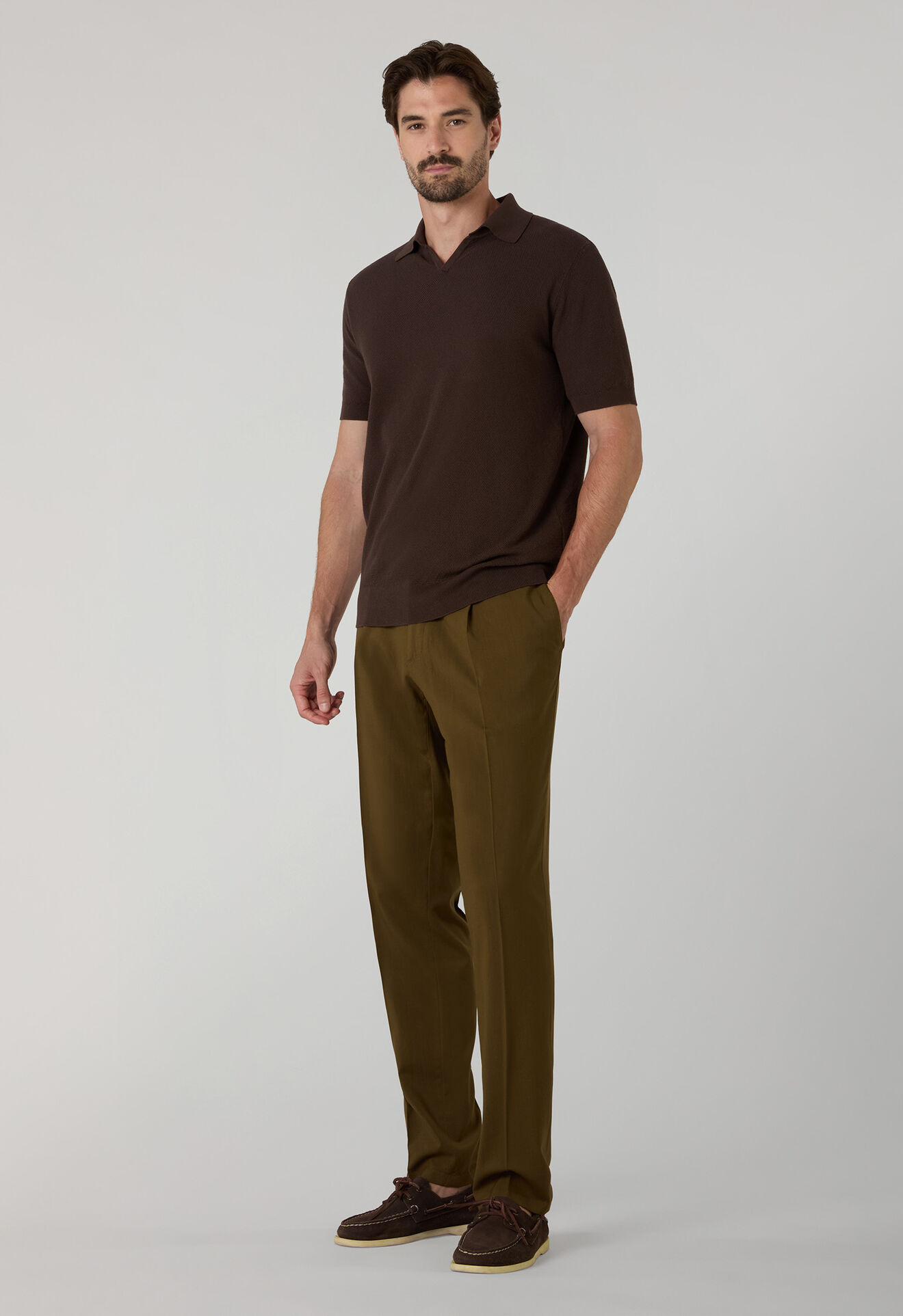 Boglioli Garment Dyed Cotton Piqu&eacute; short-sleeve Polo Brown 91571TSB4801001080480