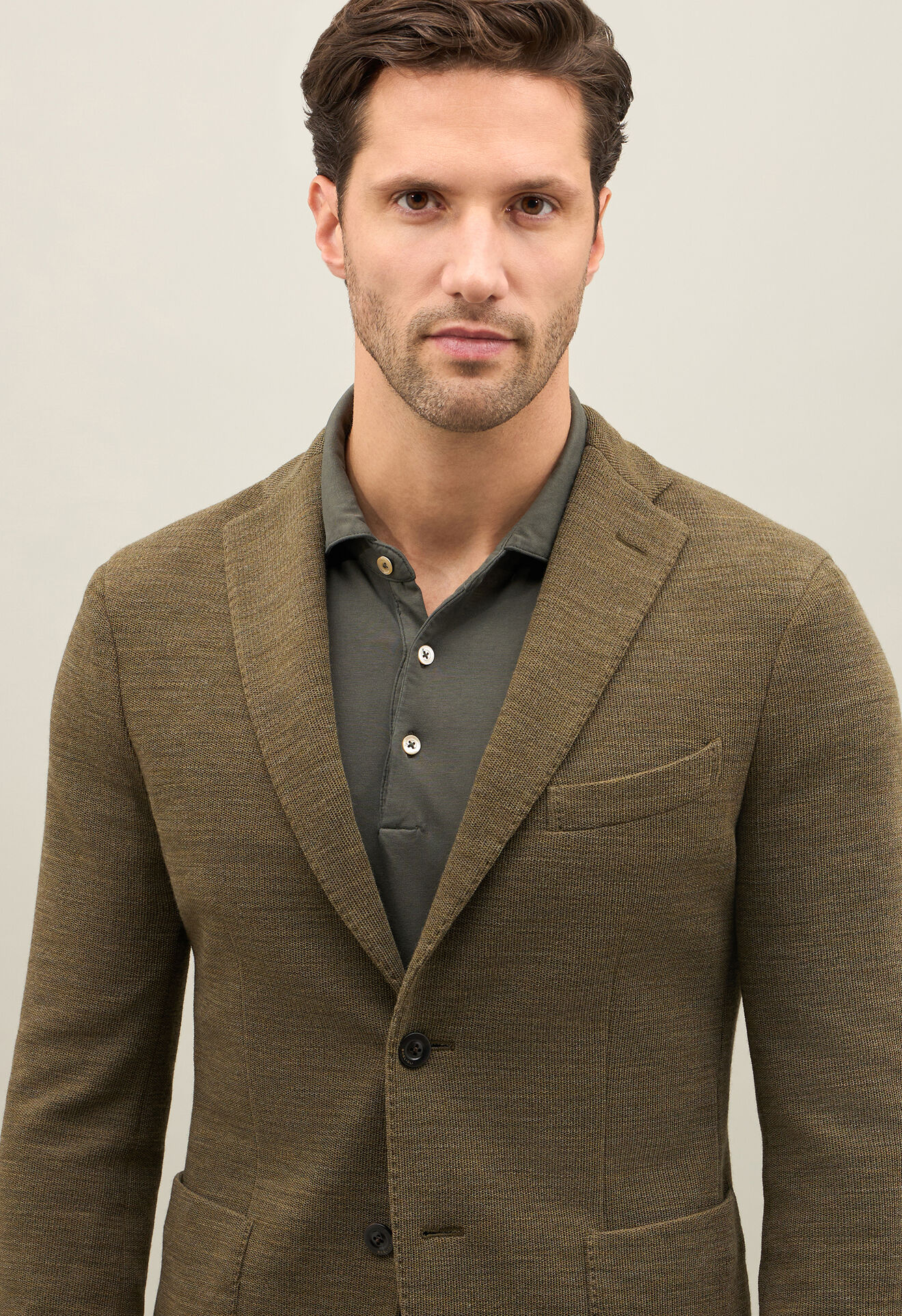 Boglioli Knitted Jersey K-Jacket Khaki N1302EFA001500150R0540