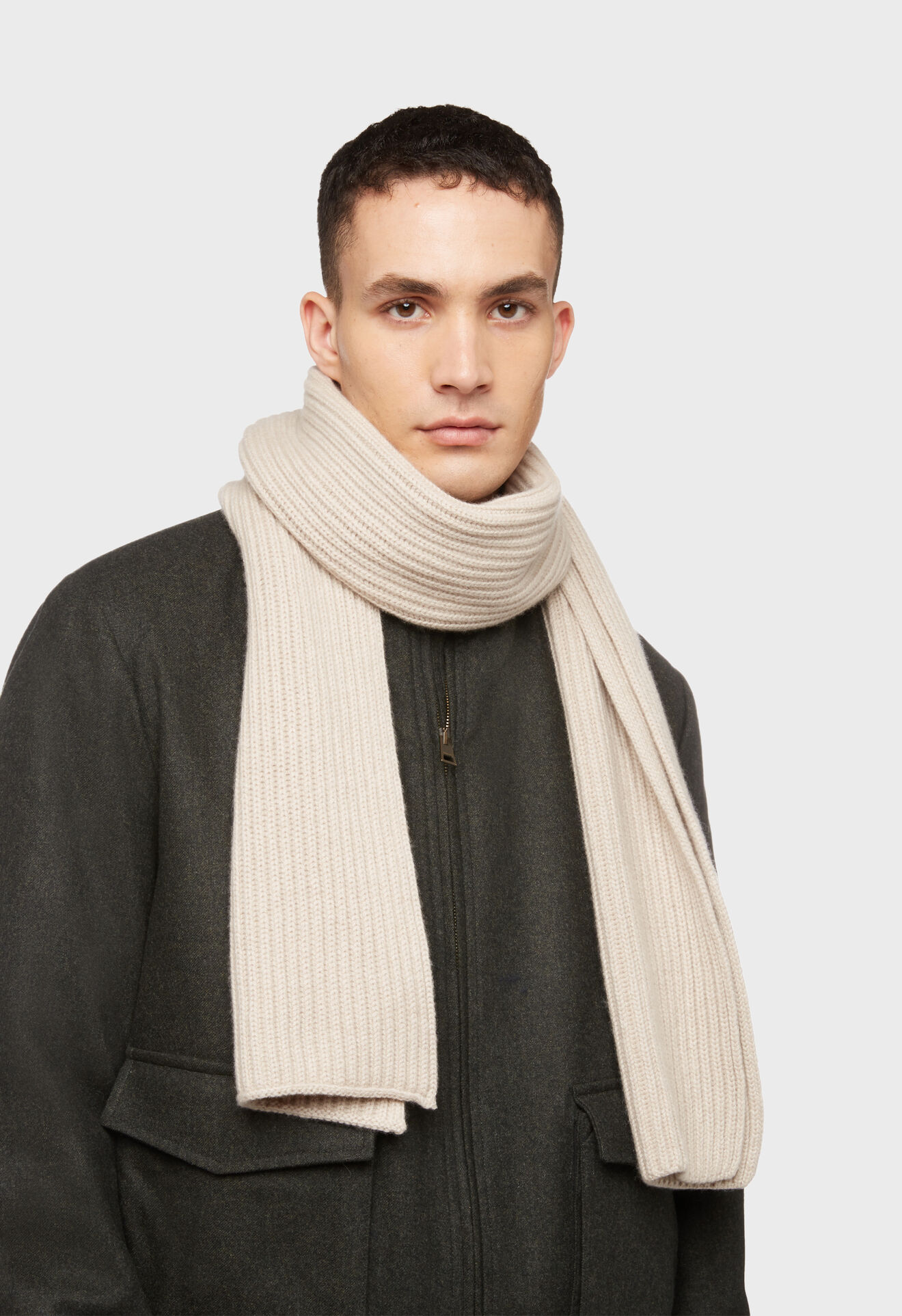 Boglioli Pure cashmere knit scarf Beige 20259FB2907001080210