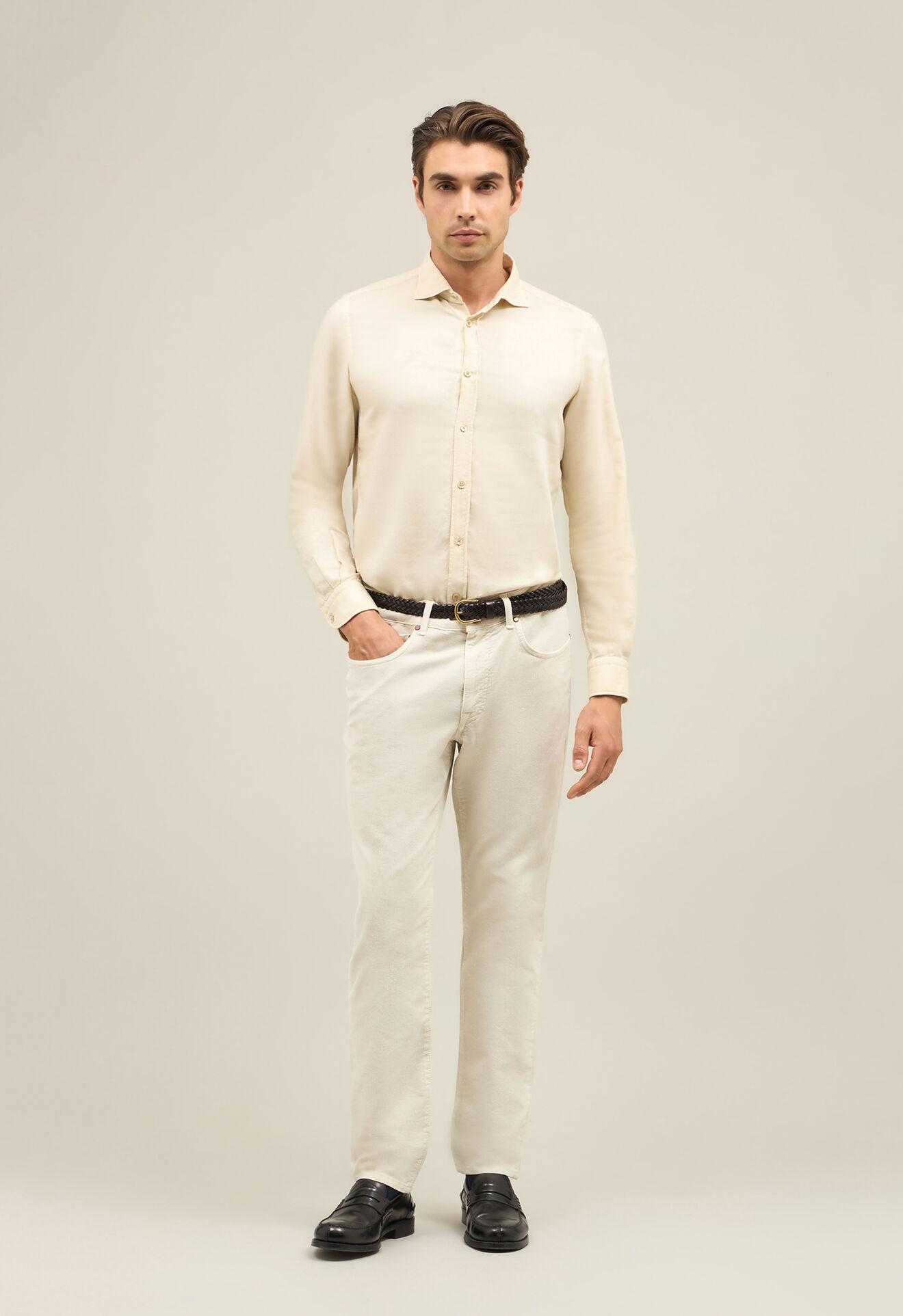 Boglioli Garment Dyed Vaiella Shirt White 610TFA0851001080107