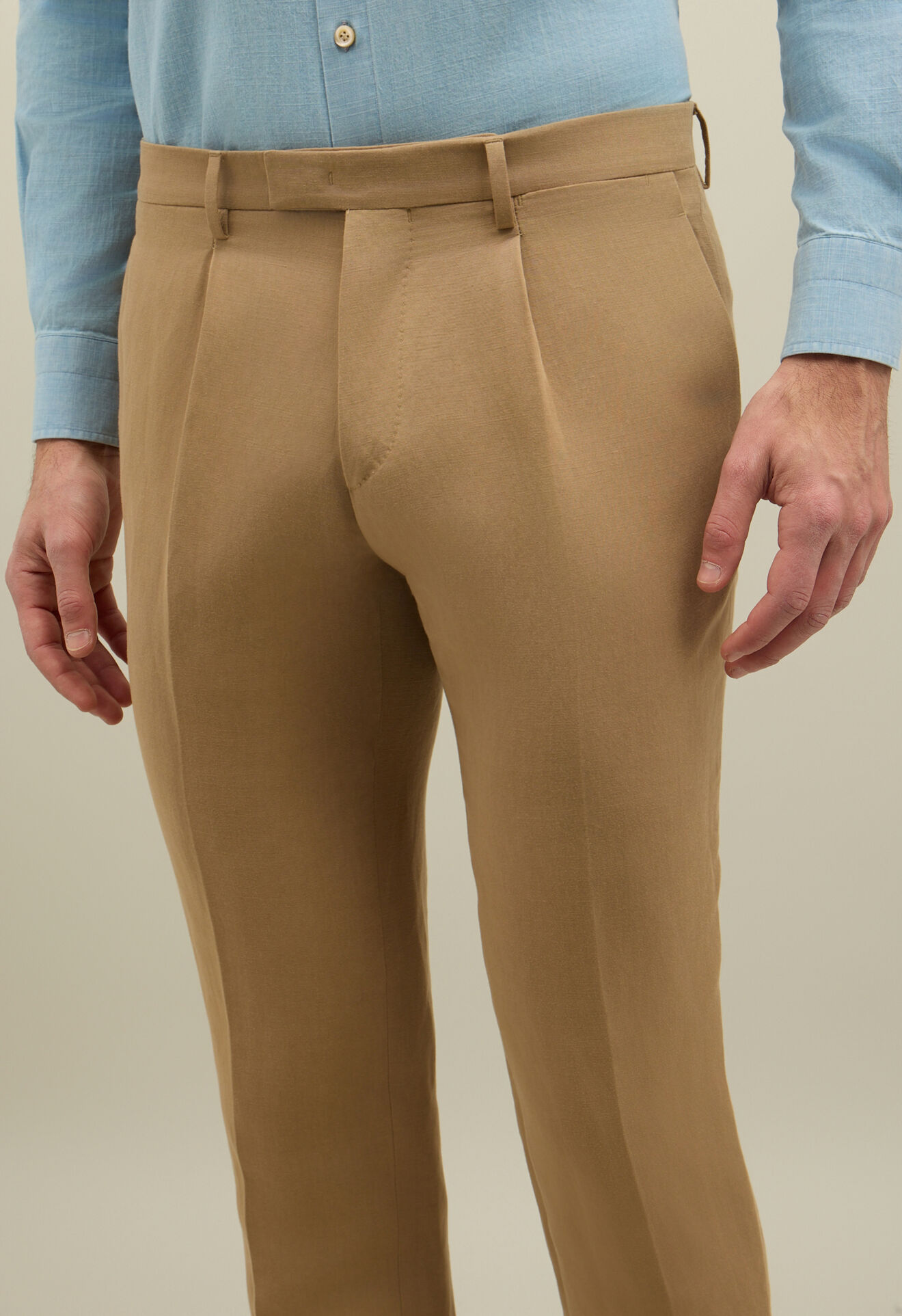 Boglioli K-Suit aus Leinen-Tencel-Satin Dunkelbeige N29H2ESB5106001506R0300