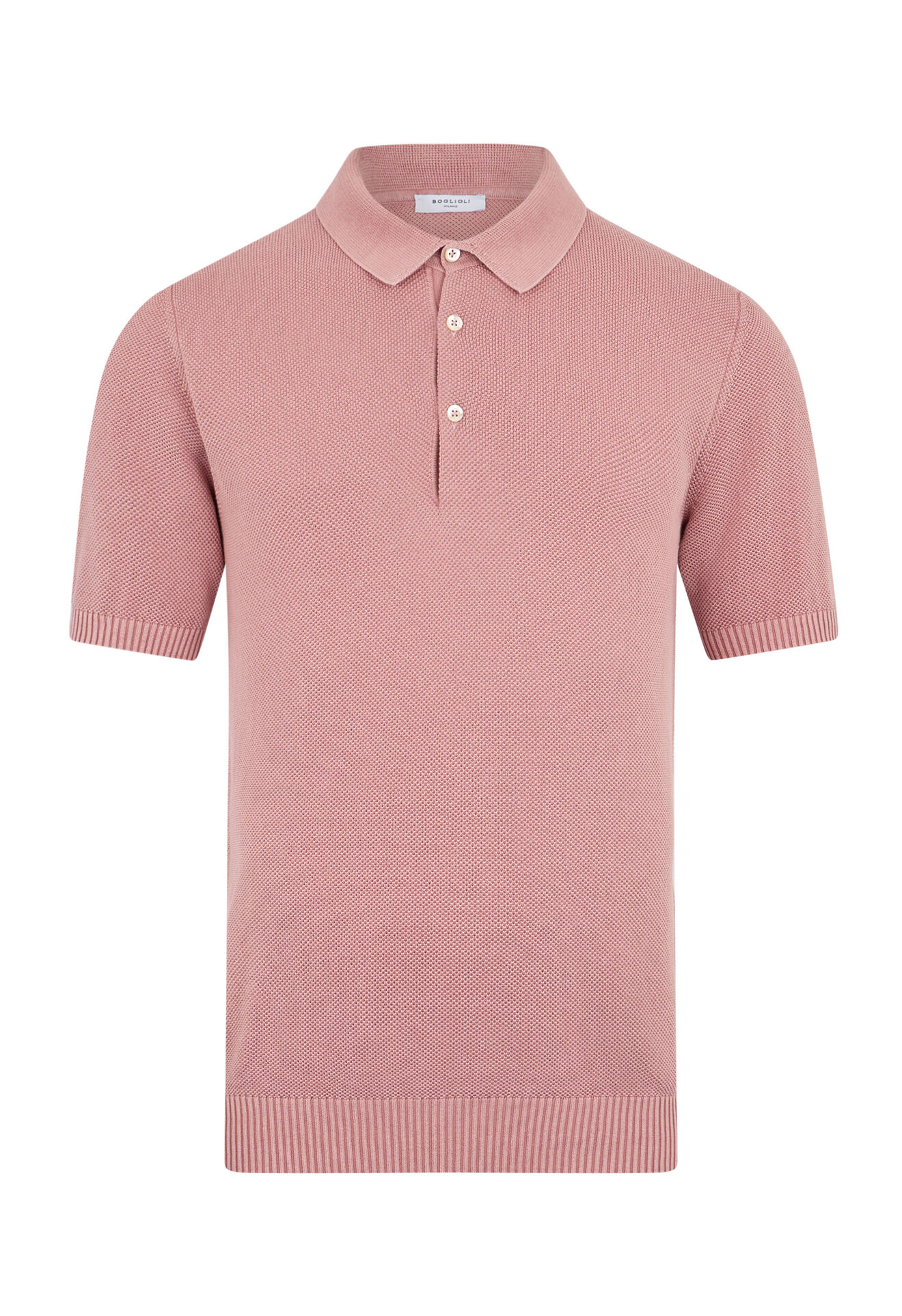 Boglioli Honeycomb Cotton short-sleeve Polo Pink 91554TSB4801001080936
