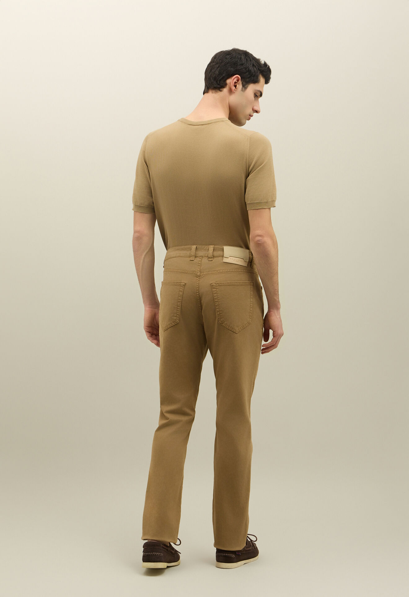 Boglioli St&uuml;ckgef&auml;rbte Five-Pocket-Hose aus Baumwolle und Seide Hellbraun 89889QSB3754001080315