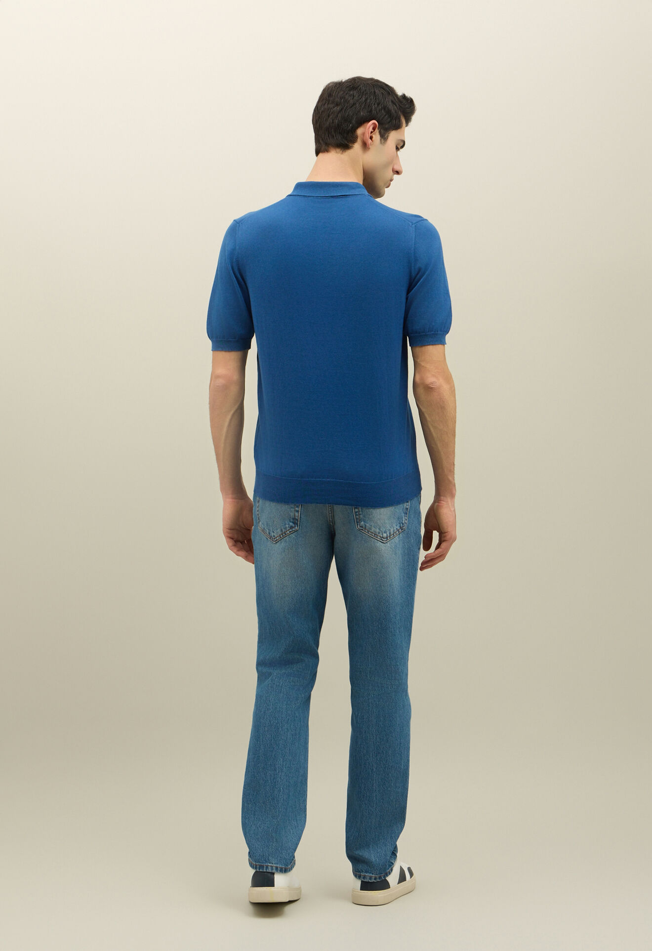 Boglioli St&uuml;ckgef&auml;rbtes Kurzarm-Poloshirt aus Baumwolle Blau 91303TSA0803001080772