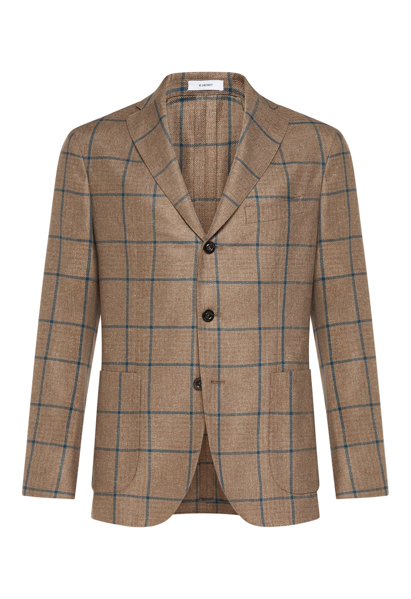 Boglioli Beige and green check 100% silk K-Jacket Brown N2902ESB301200150R0440