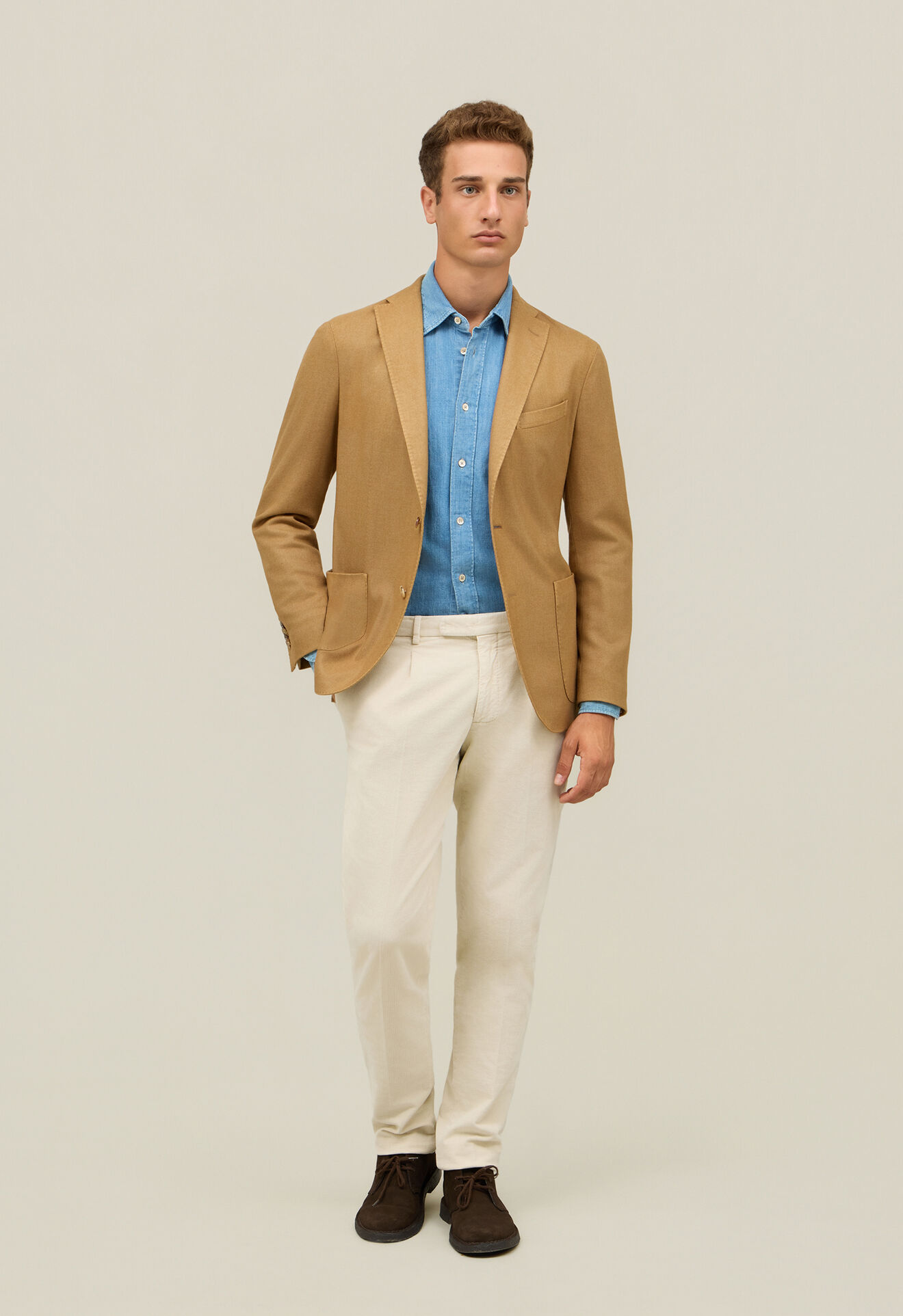 Boglioli Garment Dyed Wool K-Jacket Camel N1302JFA041500150R0254