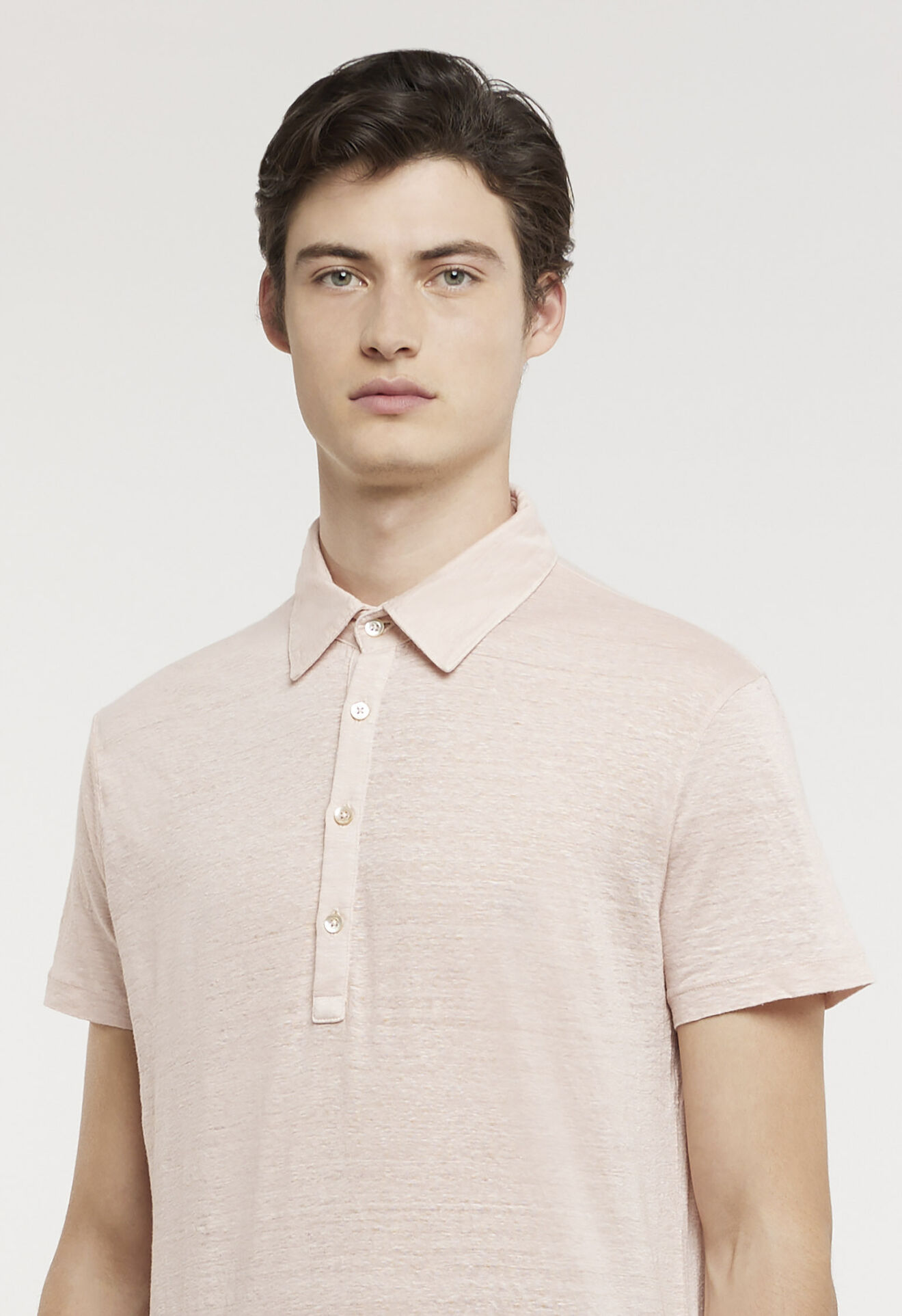 Boglioli Pink 100% linen short sleeve polo shirt Pink 91409BTC707001080908