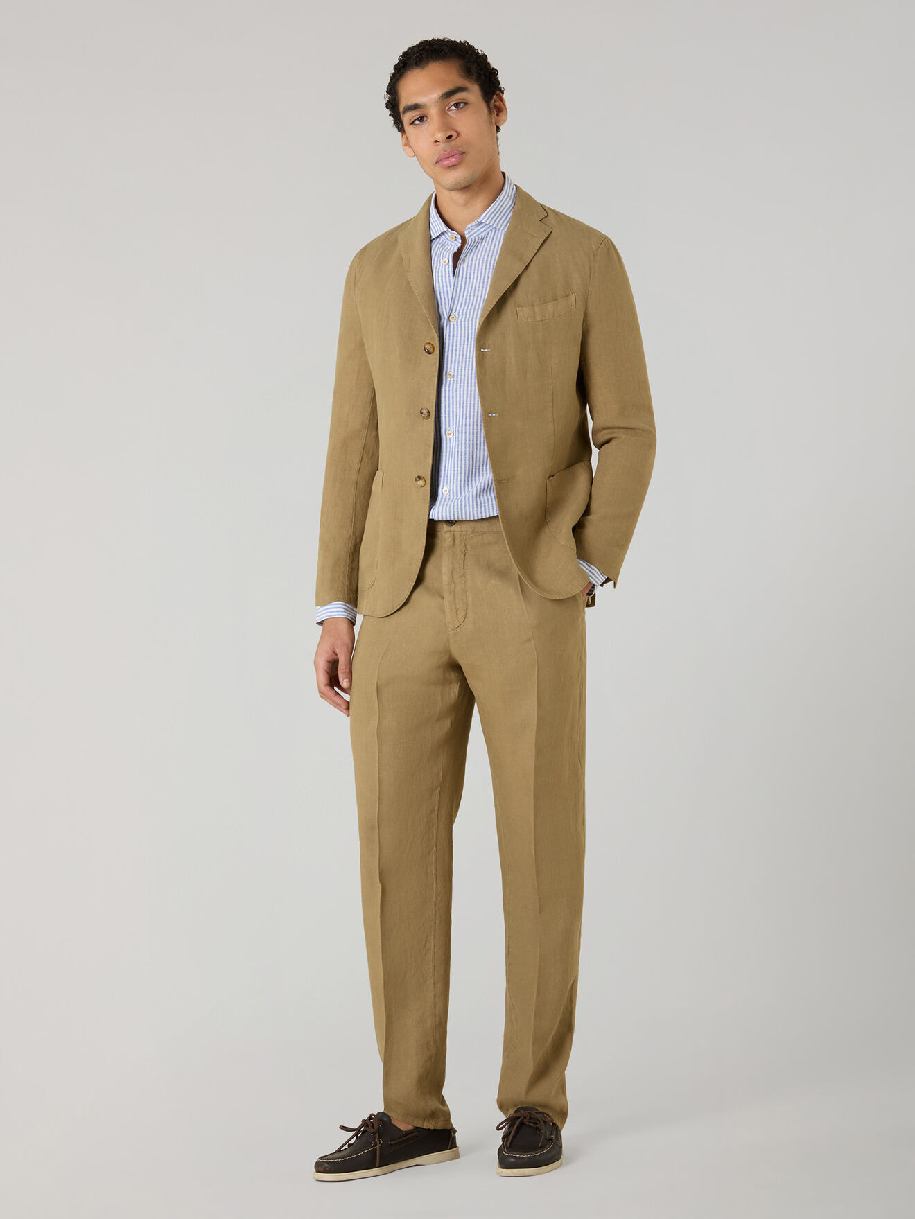 Boglioli Garment Dyed Linen K-Jacket Camel N2902QSA042600150R0316