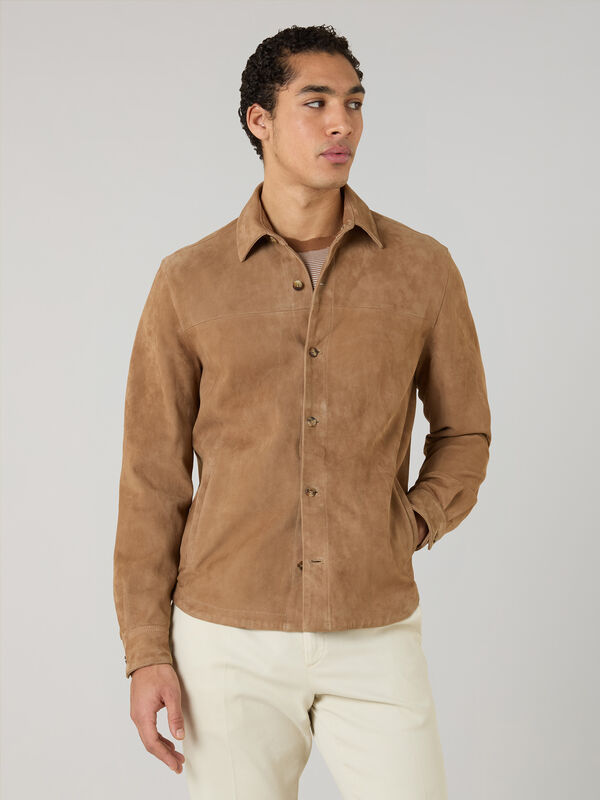 Boglioli Suede Overshirt Camel OCP508SB5901001800340