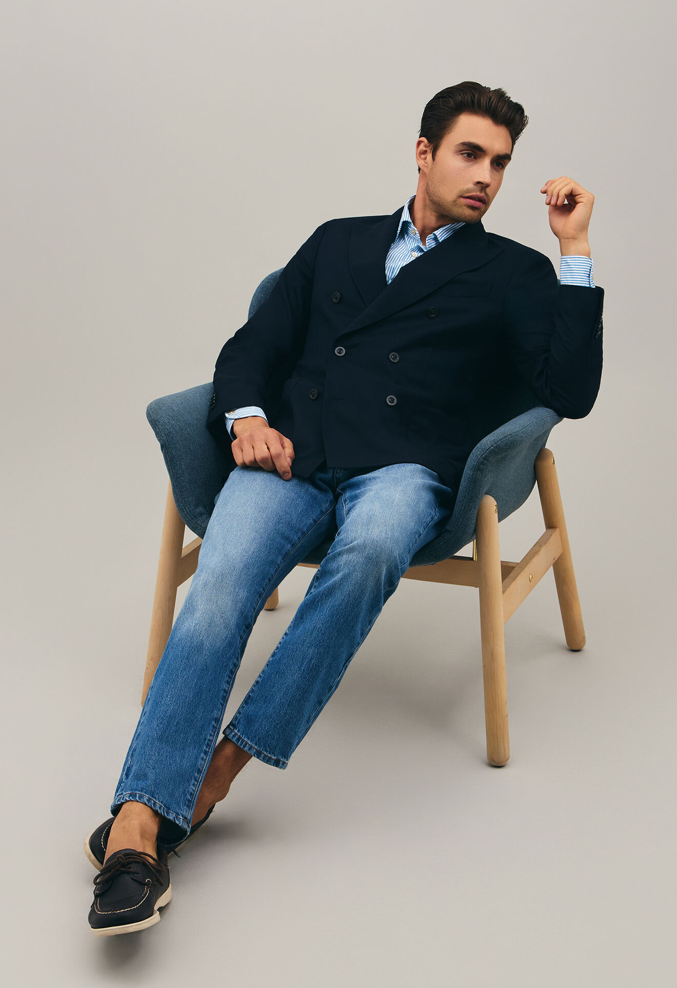 Boglioli Light Wool Honeycomb double-breasted K-Jacket Blue N4302ESA053400150R0780