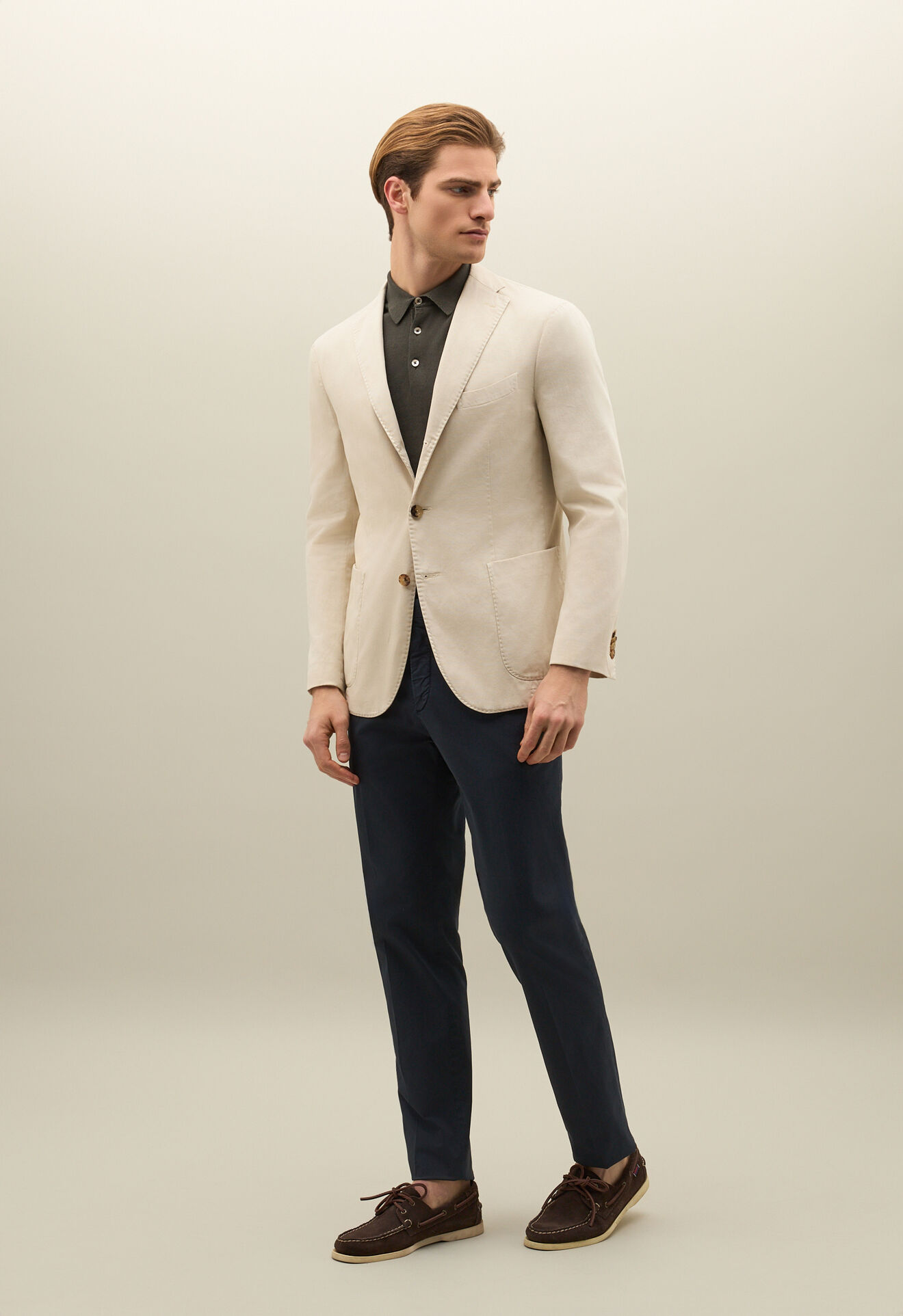 Boglioli K-Jacket aus Stretch-Woll-Pikee Warmes Wei&szlig; N2902QSA042000150R0107