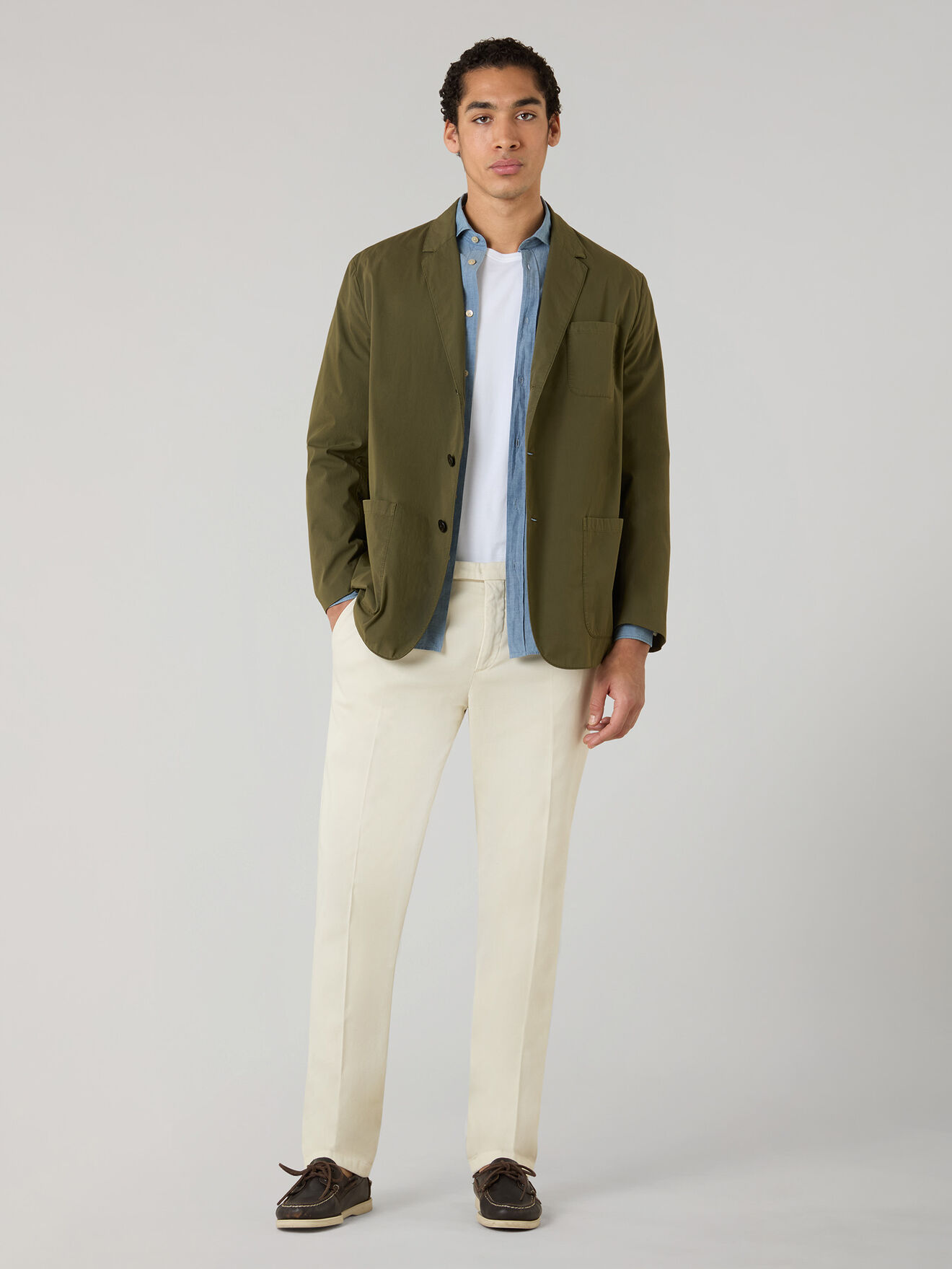 Boglioli Garment Dyed Popeline Papier Khaki Jacket Green 63601QSB641800109R0565