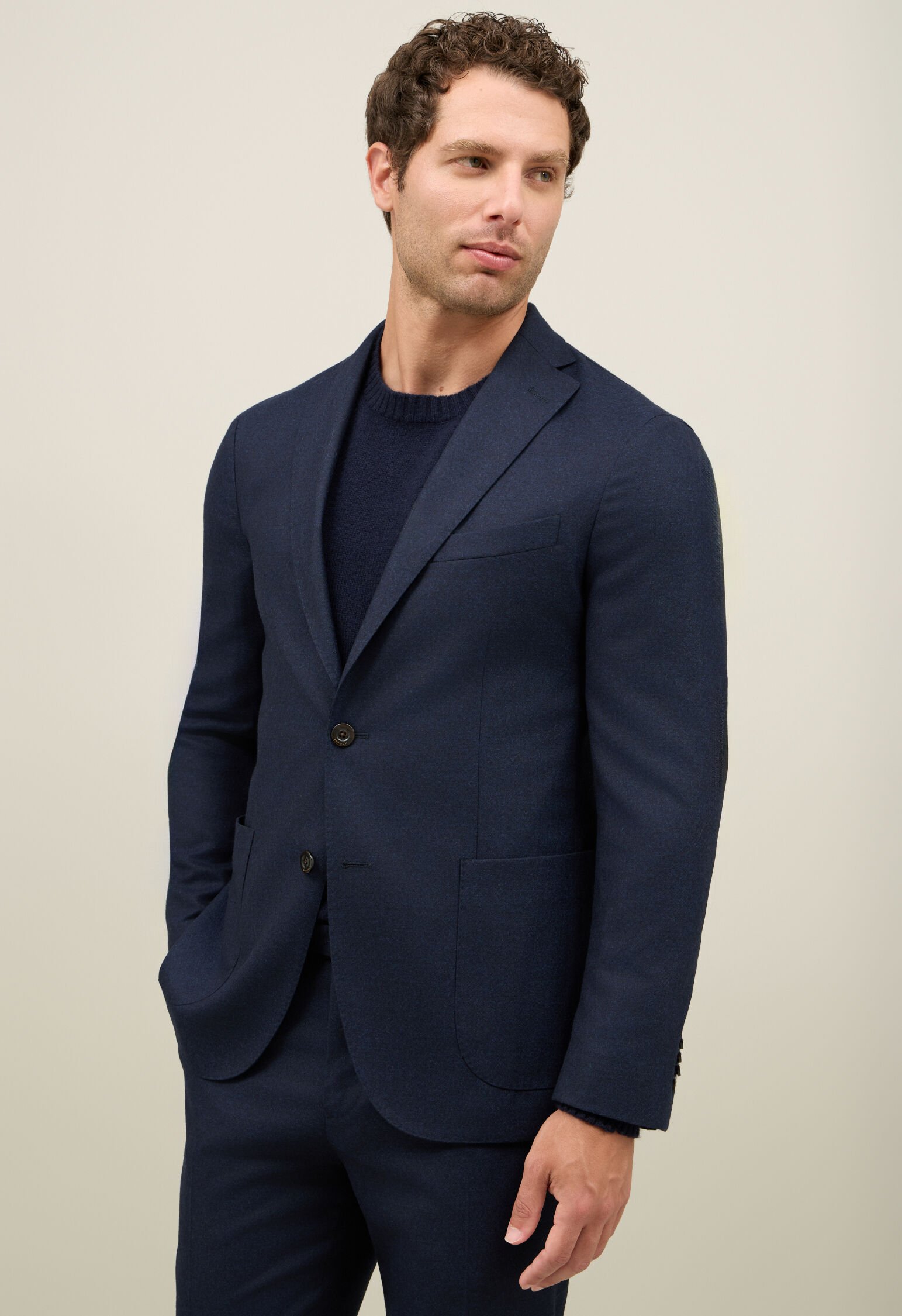 Virgin wool K-Jacket suit in Blue: Luxury Italian Suits for Men