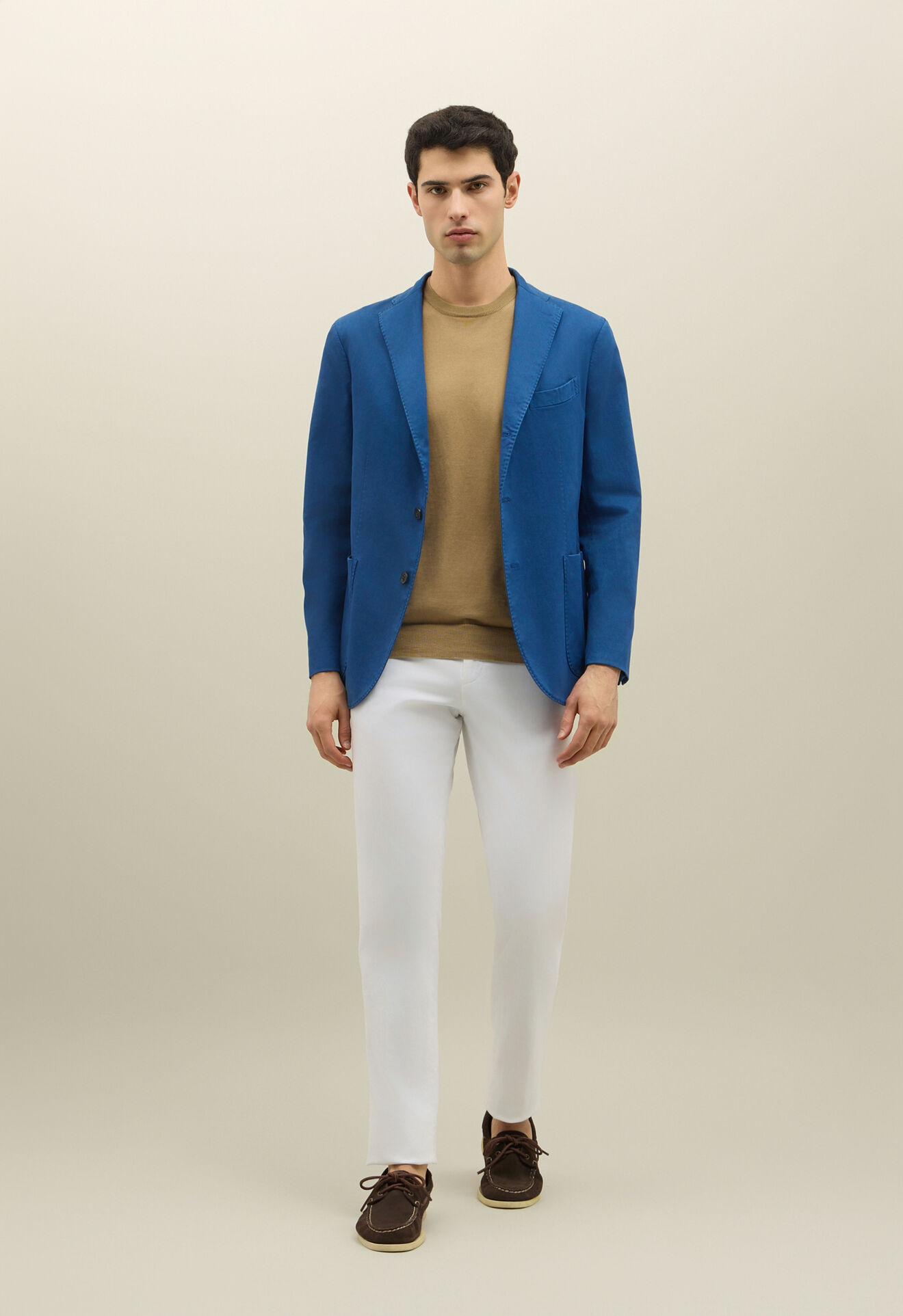 Boglioli St&uuml;ckgef&auml;rbtes K-Jacket aus Baumwolle und Tencel Blau N2902QSB542500150R0772