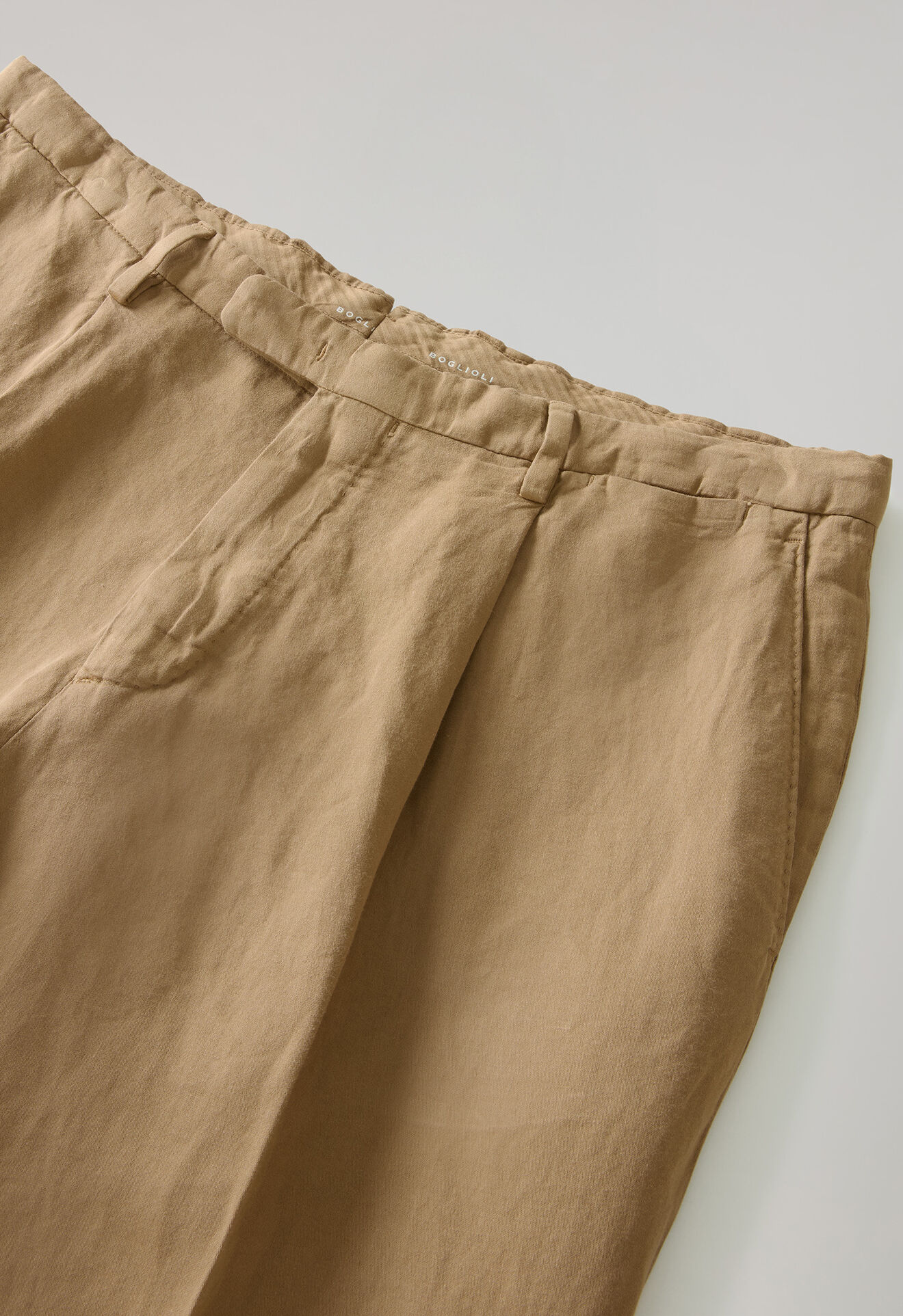 Boglioli Garment Dyed Cotton Linen Satin double-breasted Dover Suit Camel X42H2QSA0444001236R0316