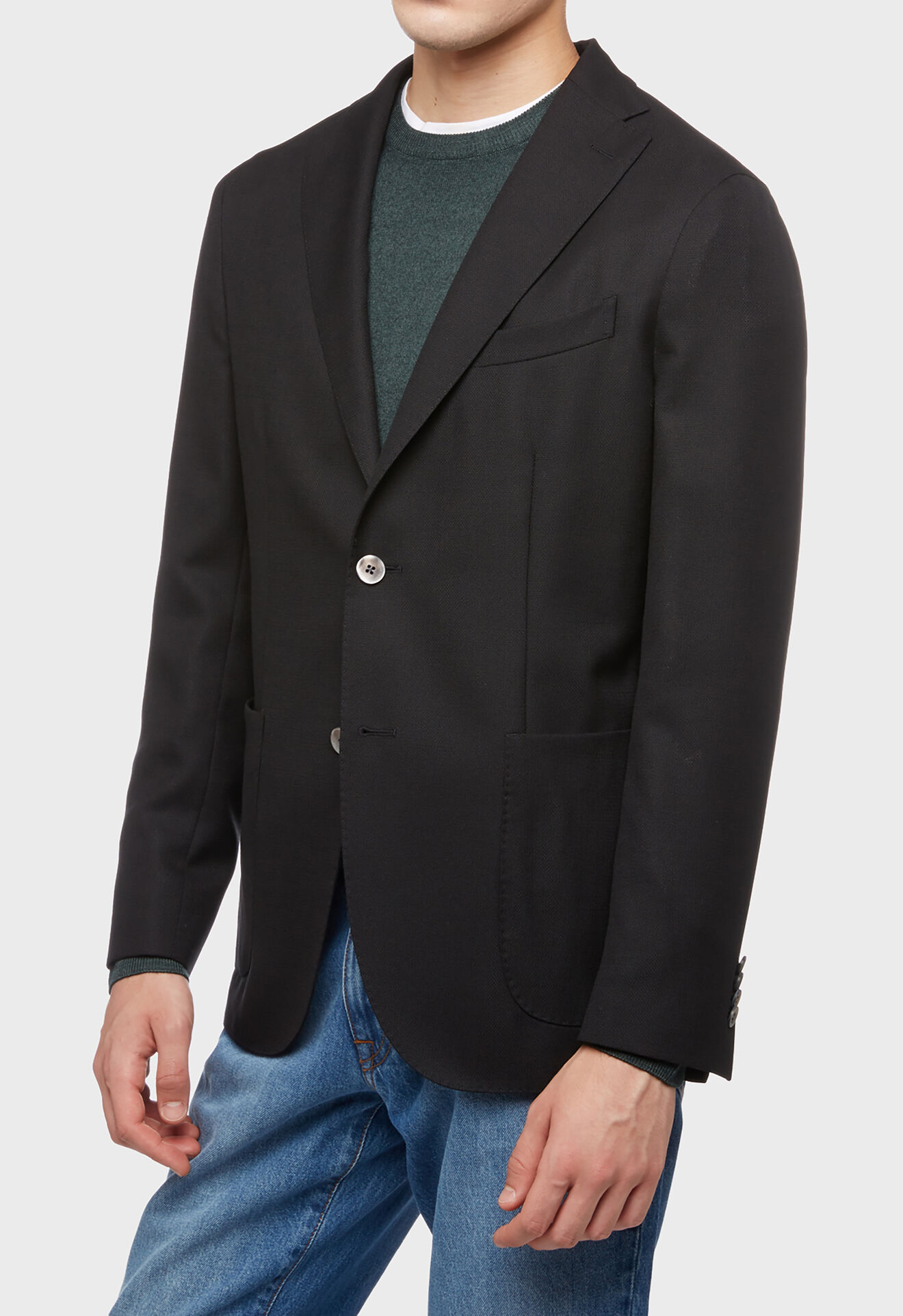 Boglioli Schwarze K-Jacket aus 100 % Wolle Farbe Schwarz N1302EBAS53400150R0990