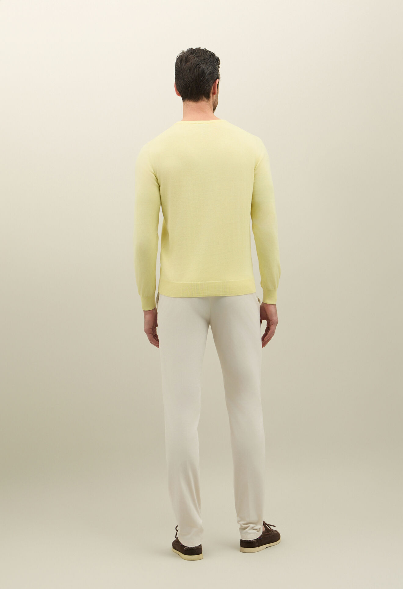 Boglioli Garment Dyed Cotton Crewneck Pastel Yellow 91391TSA0803001080354