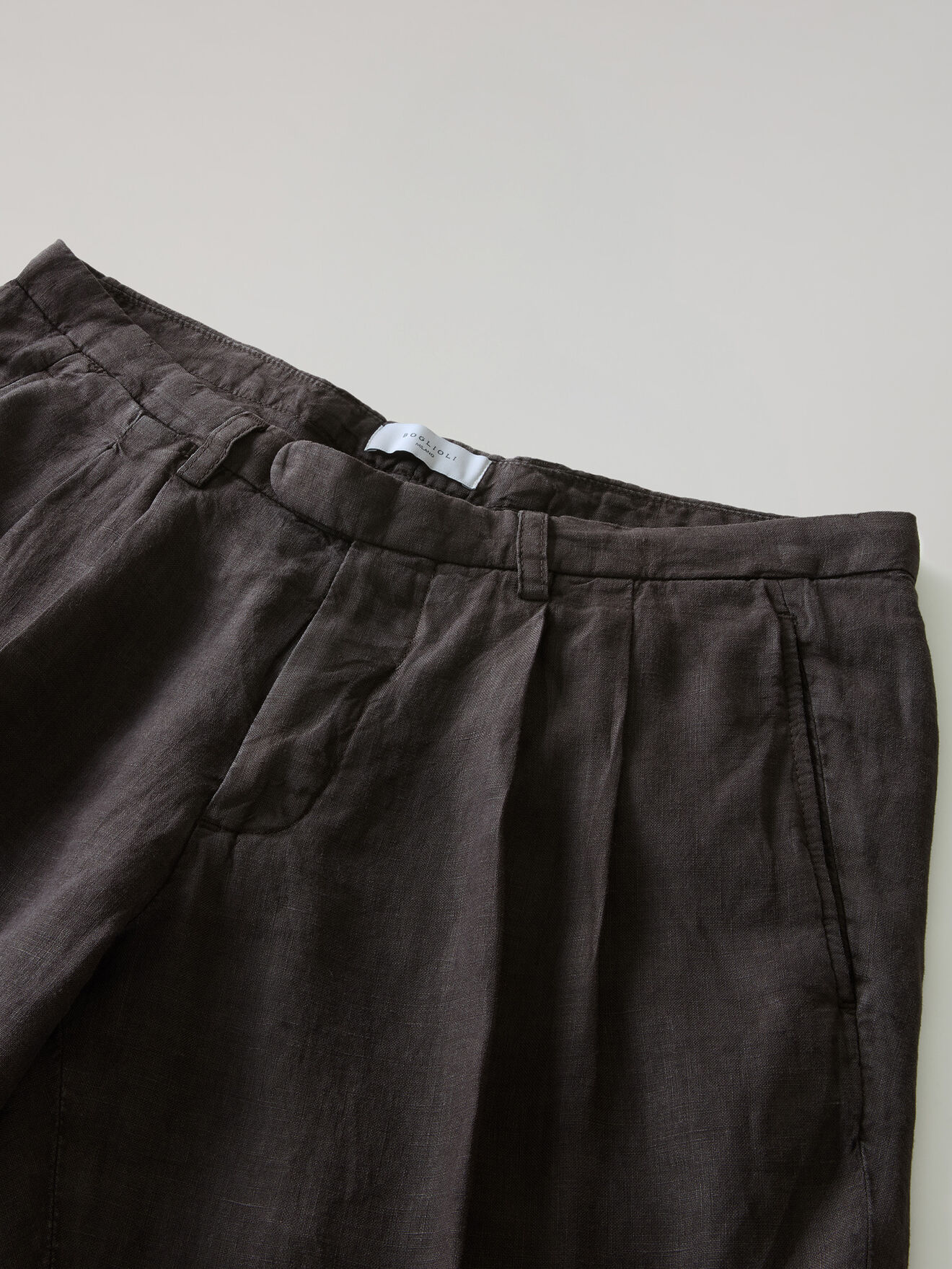 Boglioli Garment Dyed Linen Napoli Trousers Brown 89952QSB5752001080480