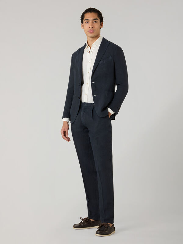 Boglioli Garment Dyed Linen K-Suit Blue N63H2QSA0426001506R0784