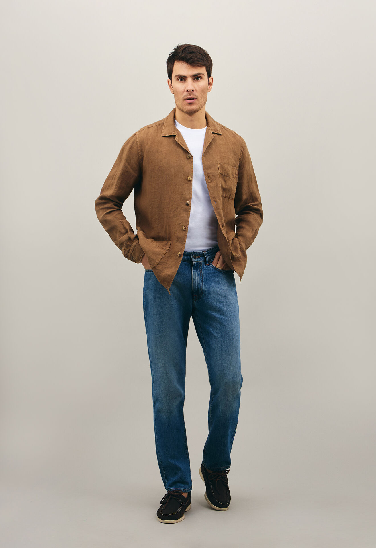 Boglioli Linen Painter Shirt DarkBeige 602TSA0426001080331