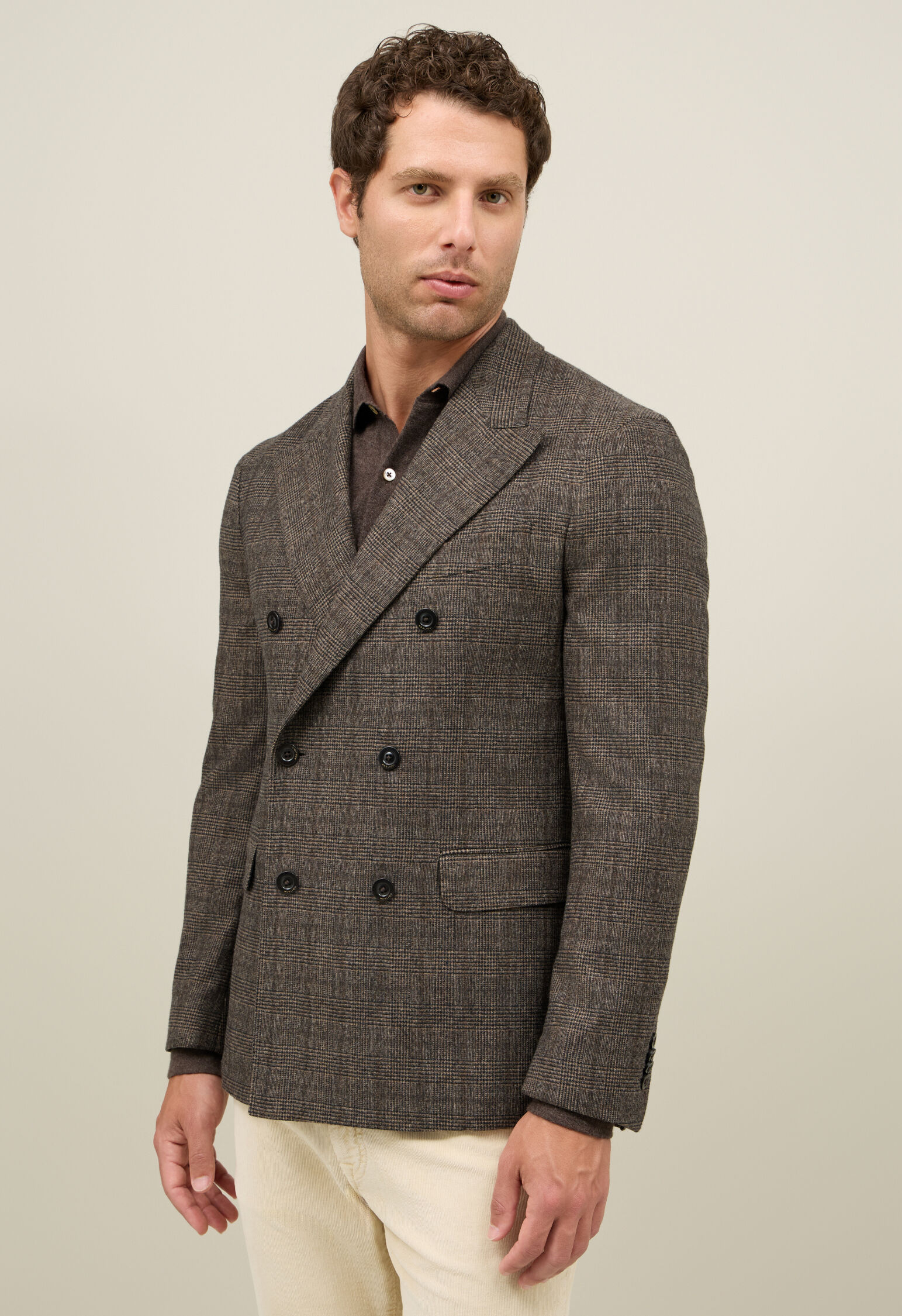 Prince of Wales blend Dover Jacket in Brown: Luxury Italian