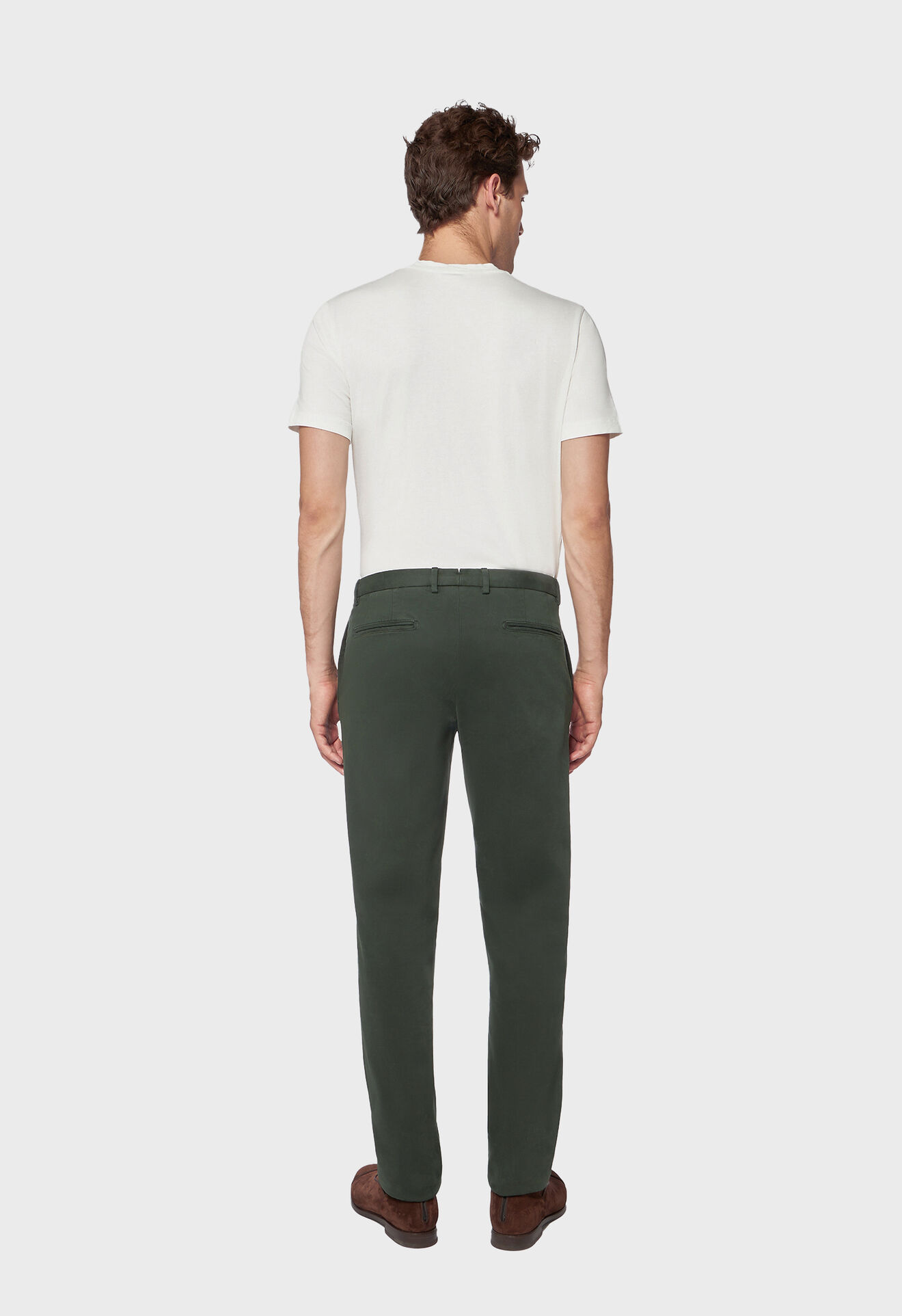 Stretch cotton trousers in Green: Luxury Italian Trousers