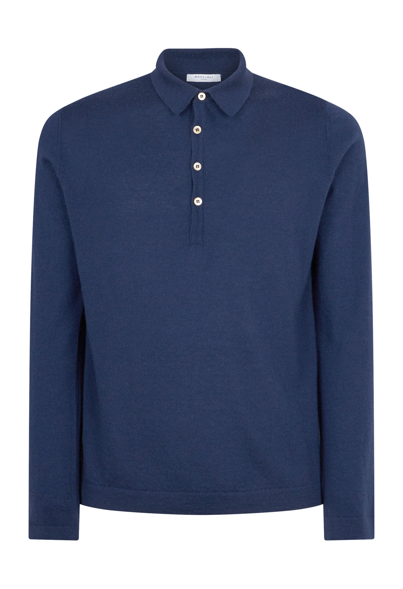 Boglioli Pure cashmere long sleeve polo Blue 91523FB2816001080780