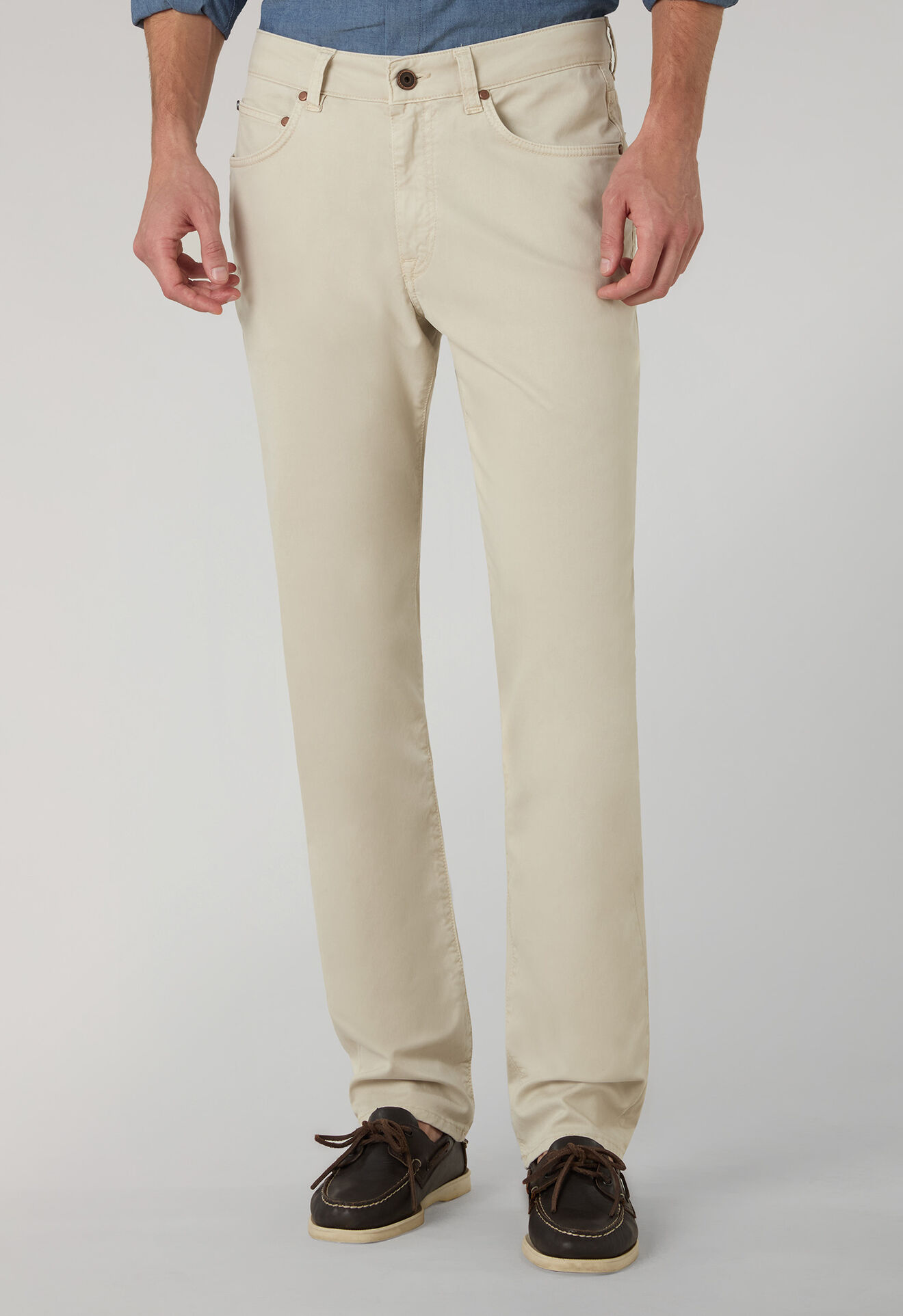 Boglioli Garment Dyed Cotton Silk 5-Pocket Trousers Beige 89889QSB3754001080215