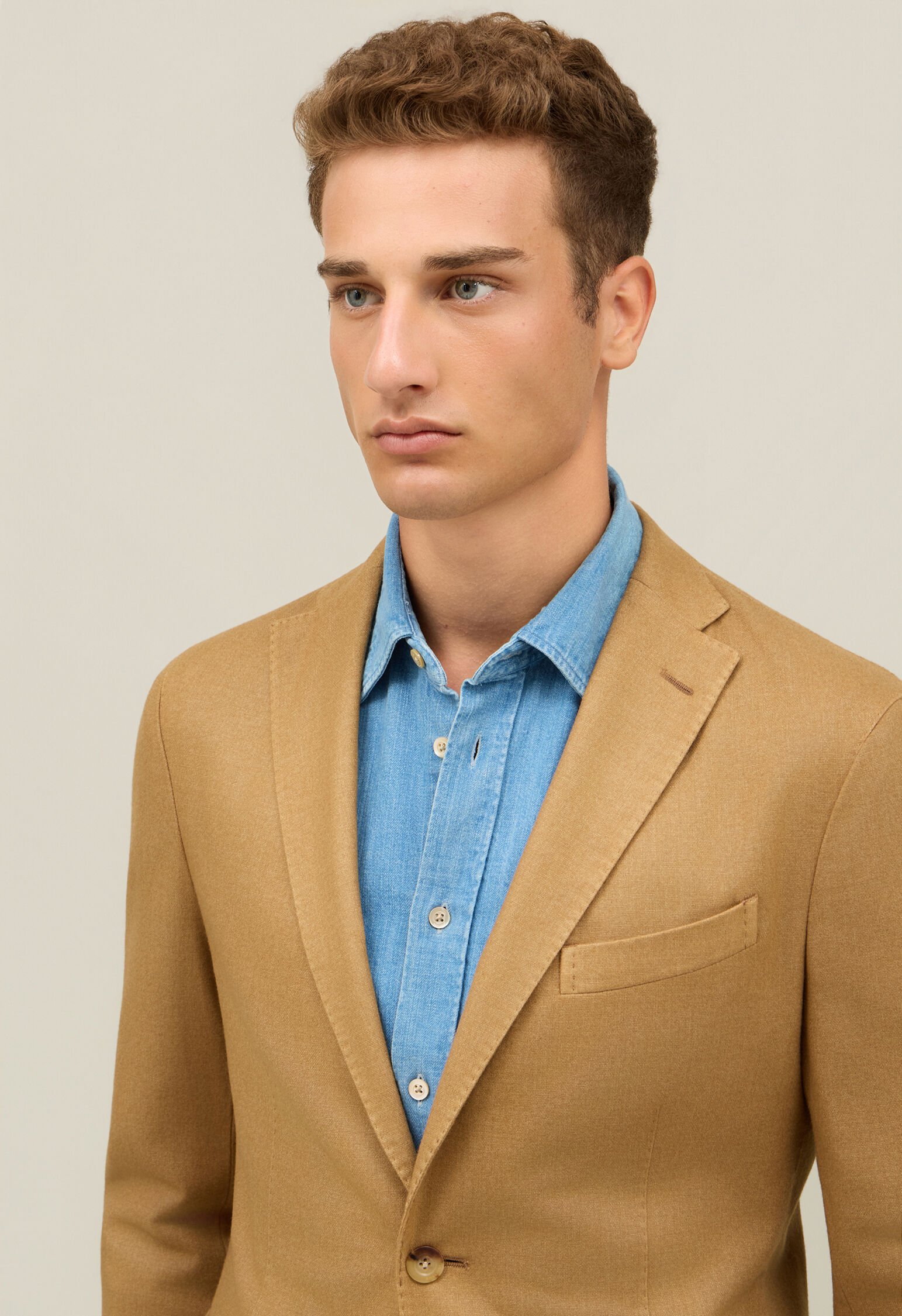 Garment Dyed Wool K-Jacket in Camel: Luxury Italian Jackets