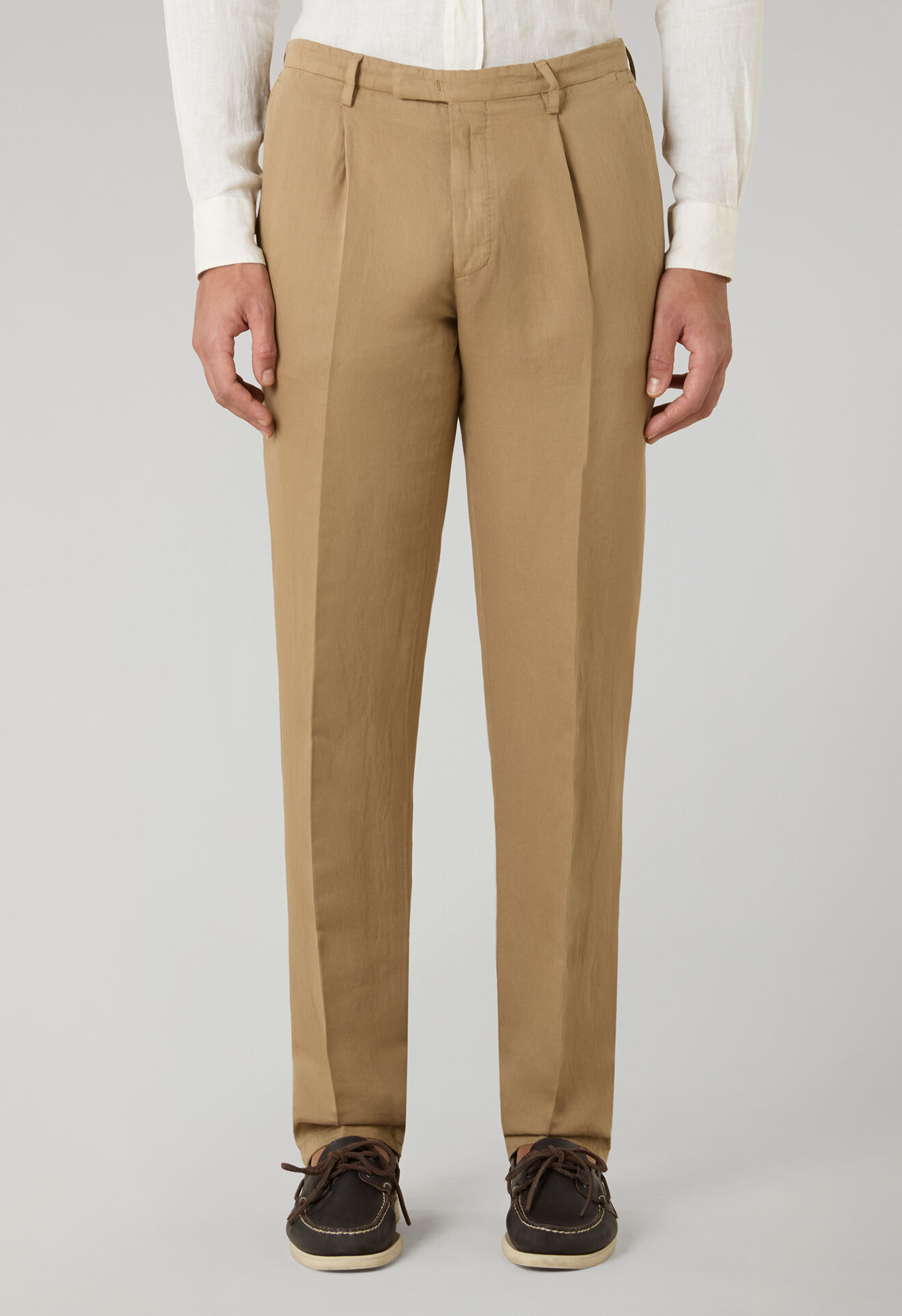 Boglioli Garment Dyed Cotton Linen Satin double-breasted Dover Suit Camel X42H2QSA0444001236R0316